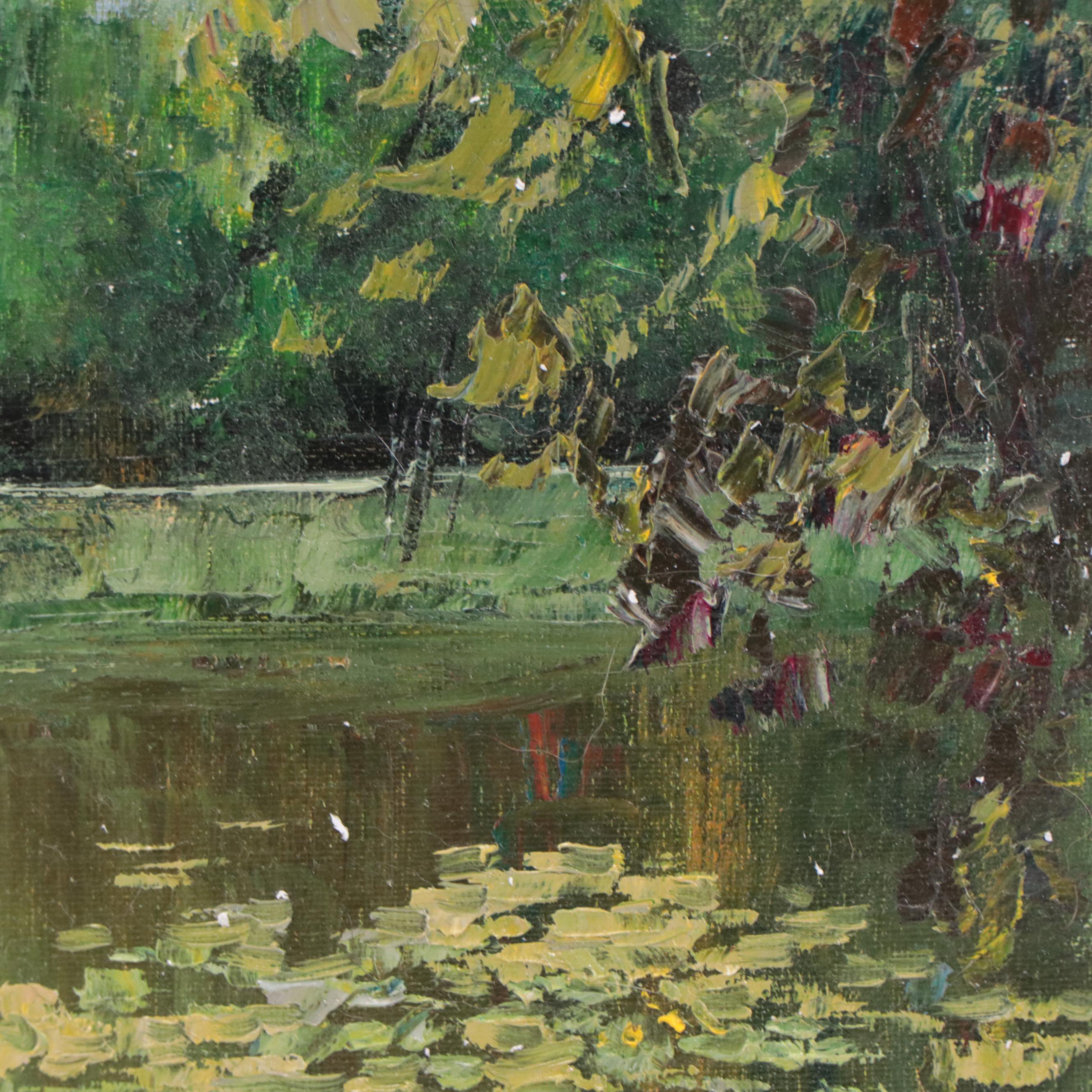 Garncarek Aleksander Oil Painting "Staw W Parku," 2022