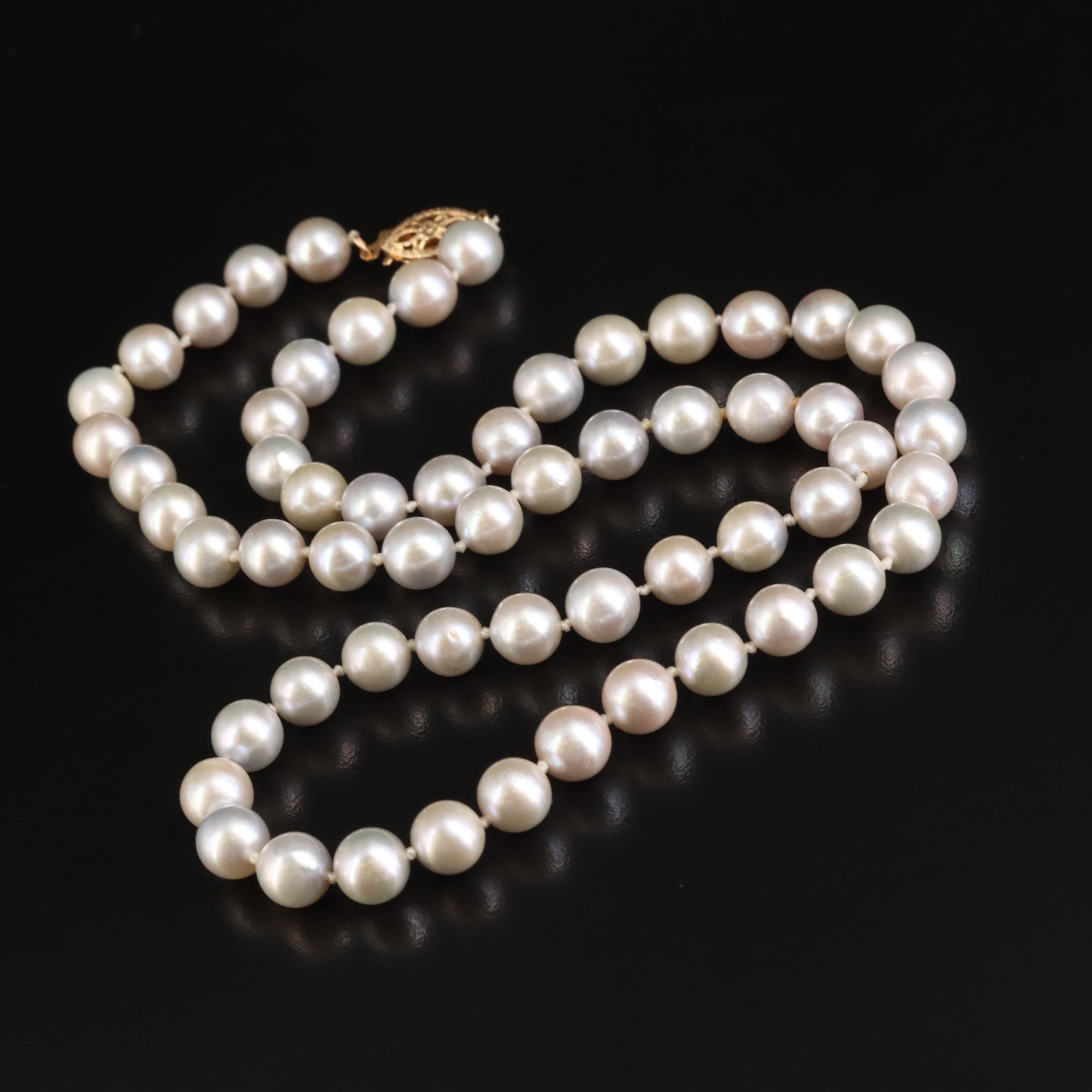 Pearl Necklace with 14K Clasp