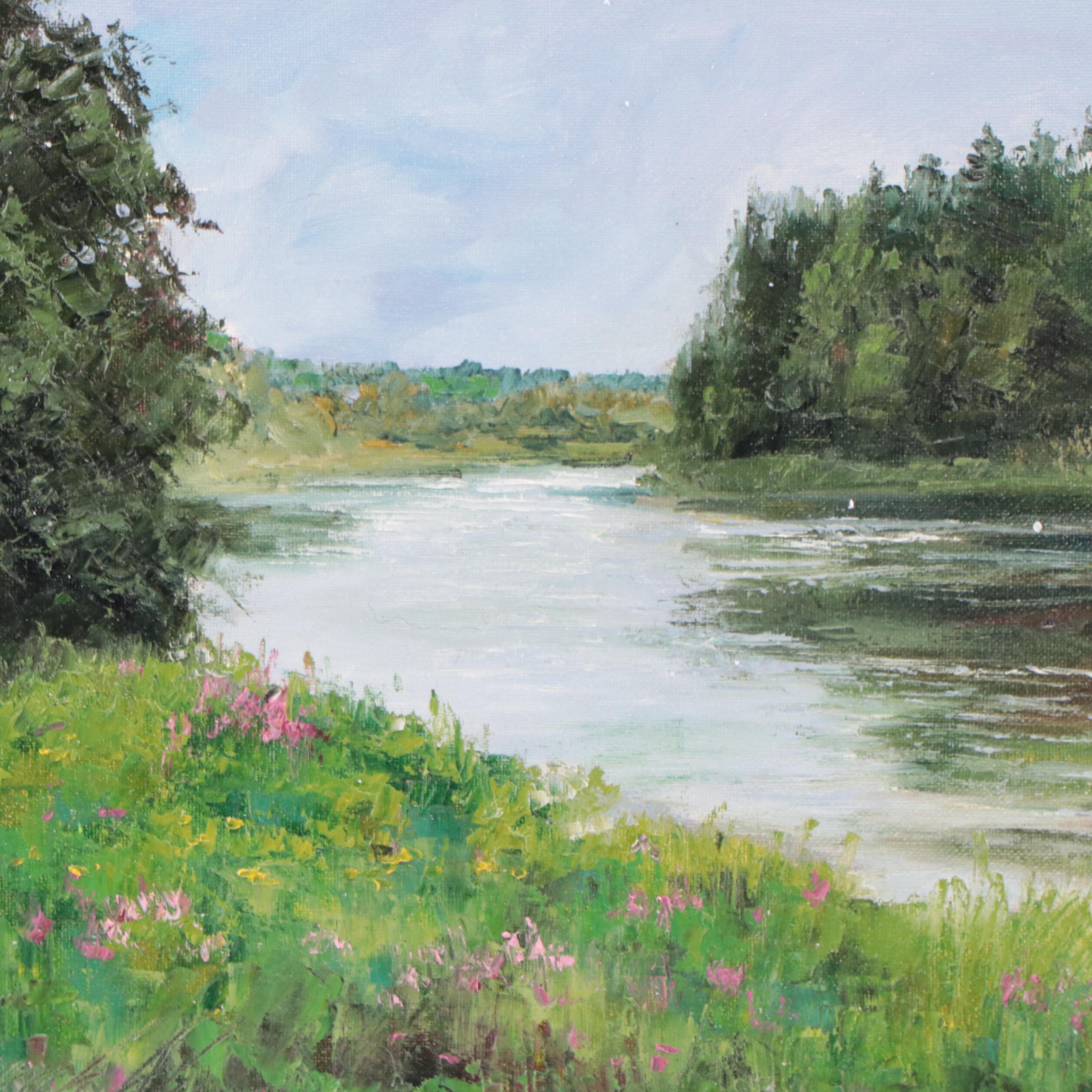 Garncarek Aleksander Landscape Oil Painting "Rzeka," 2022