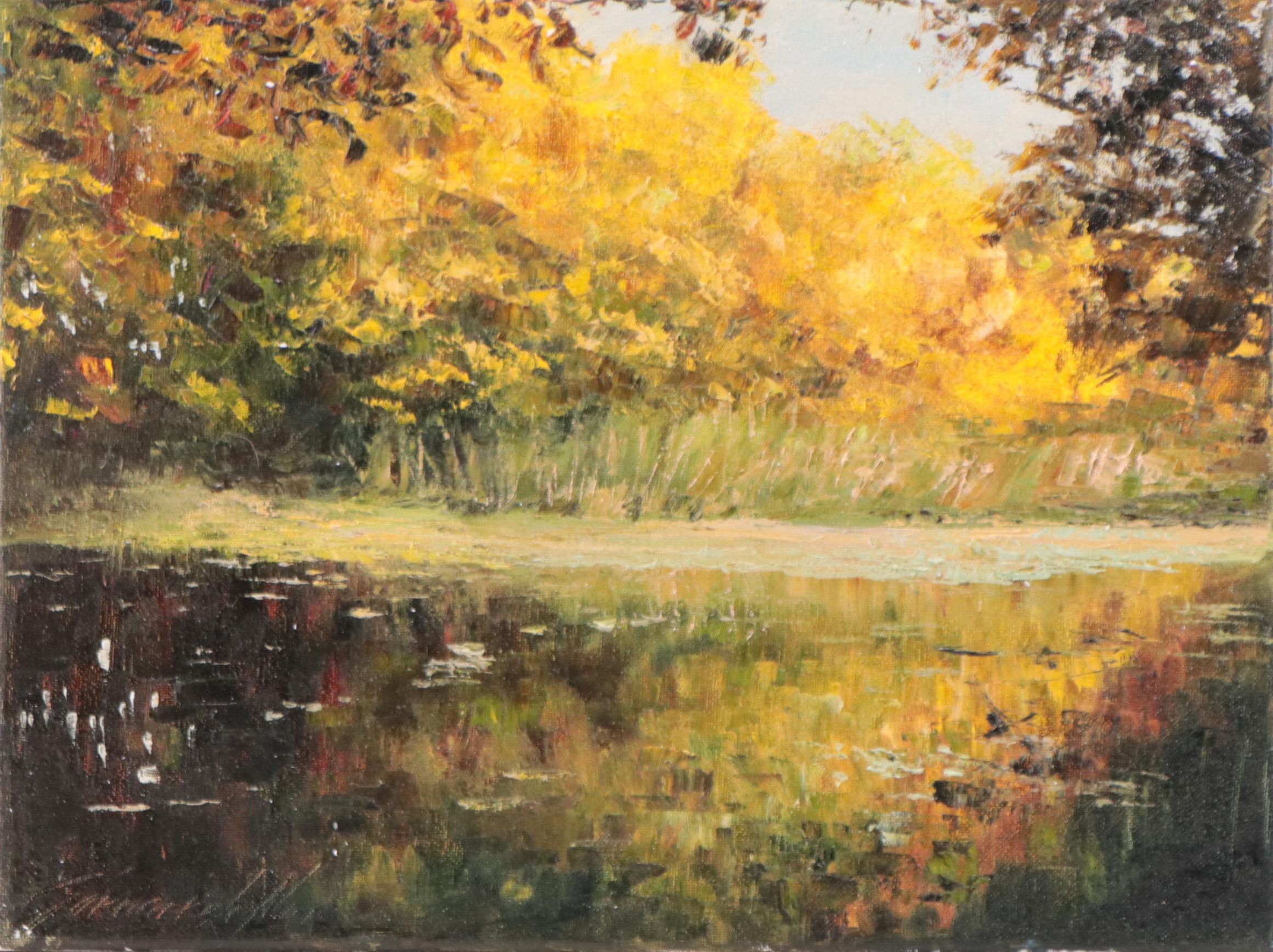 Garncarek Aleksander Landscape Oil Painting "Staw Jesienny," 2022