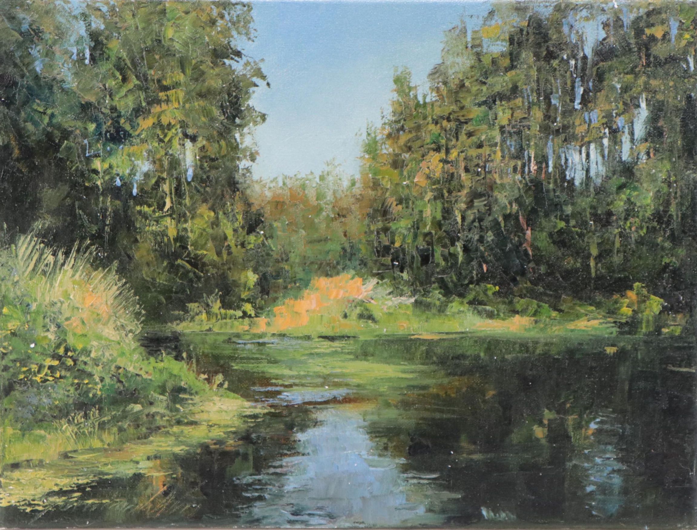 Garncarek Aleksander Oil Painting "Rzeka w Lesie," 2022