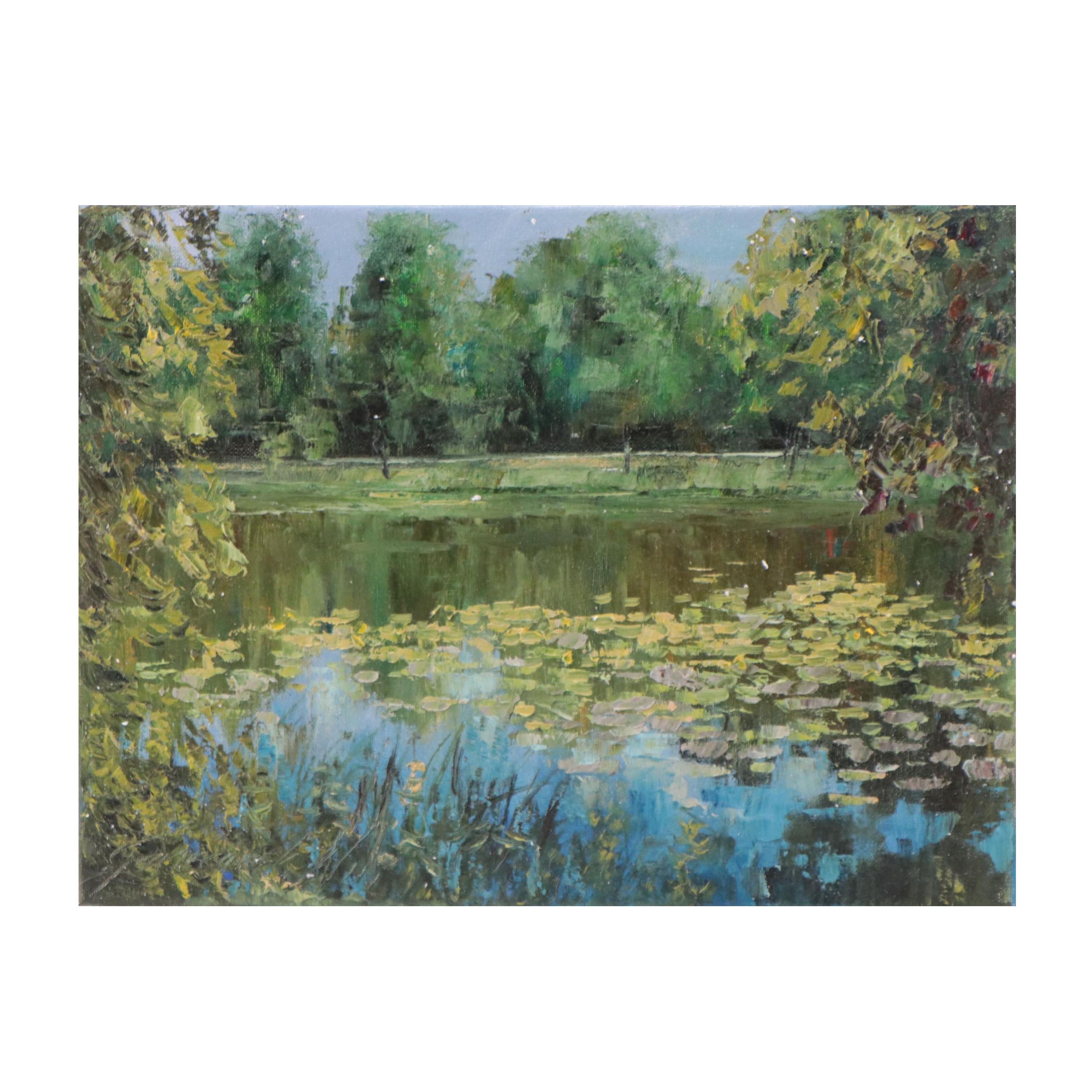 Garncarek Aleksander Oil Painting "Staw W Parku," 2022