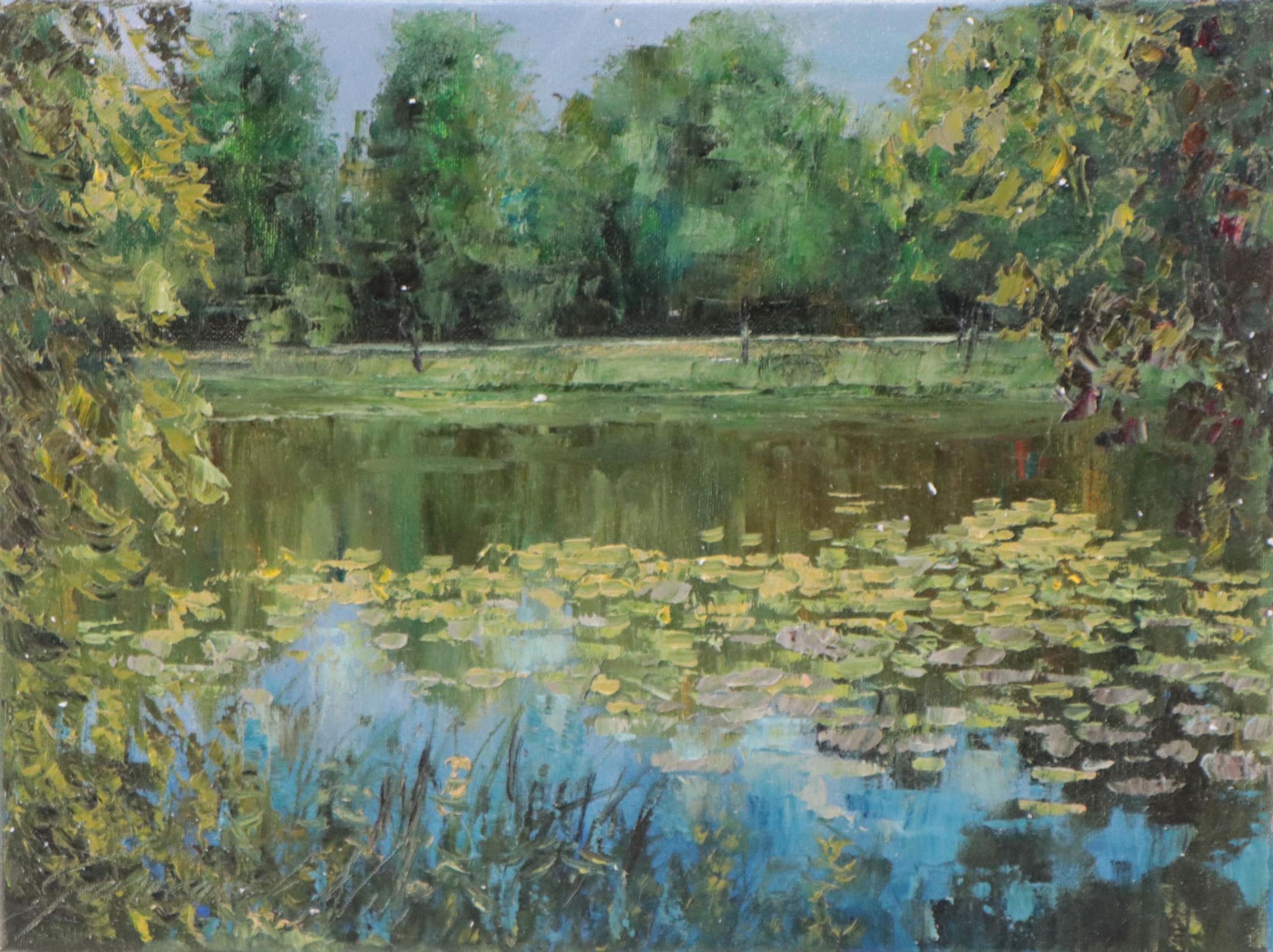 Garncarek Aleksander Oil Painting "Staw W Parku," 2022