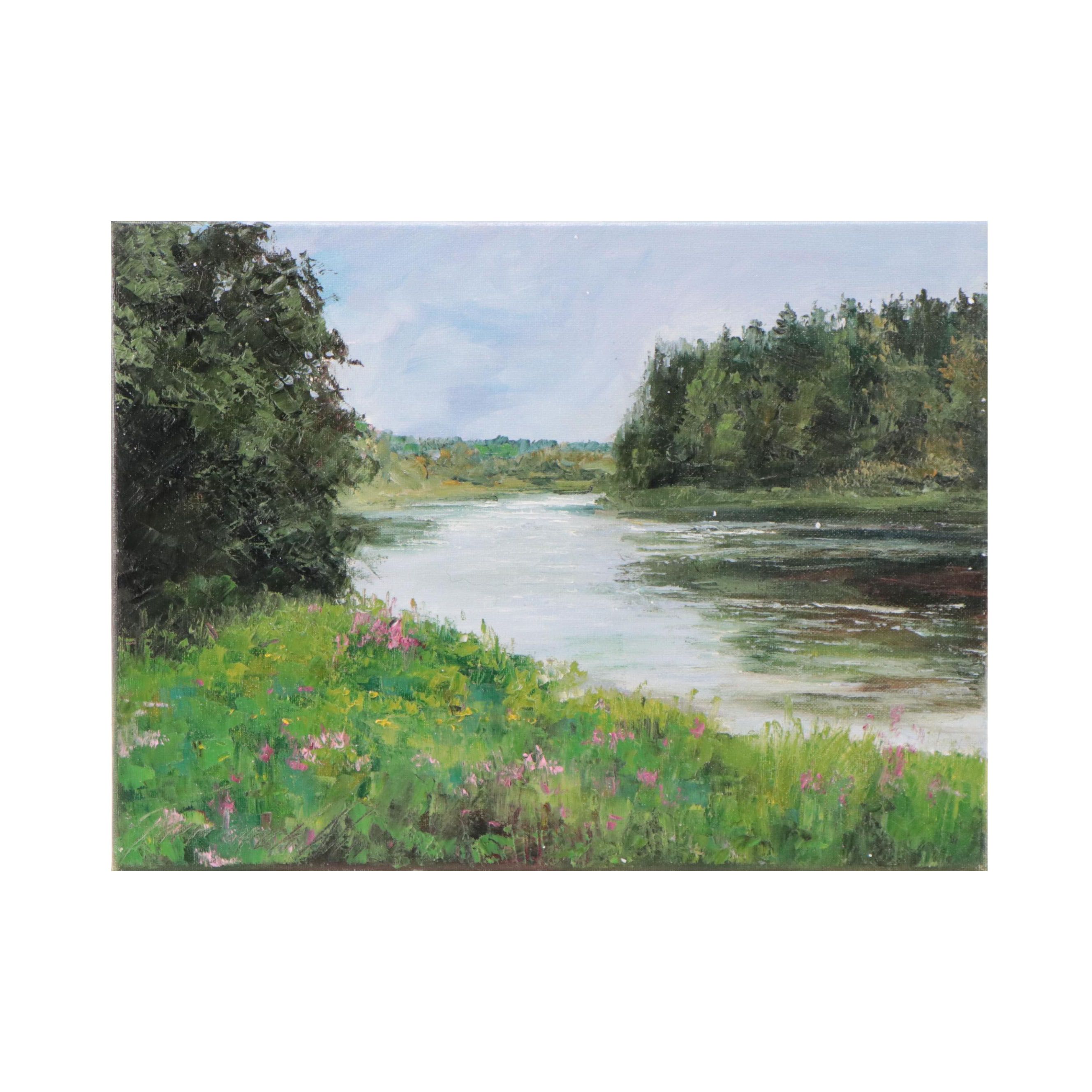 Garncarek Aleksander Landscape Oil Painting "Rzeka," 2022