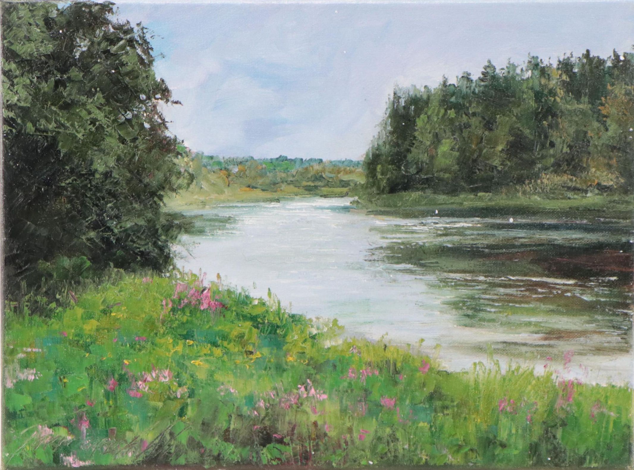 Garncarek Aleksander Landscape Oil Painting "Rzeka," 2022