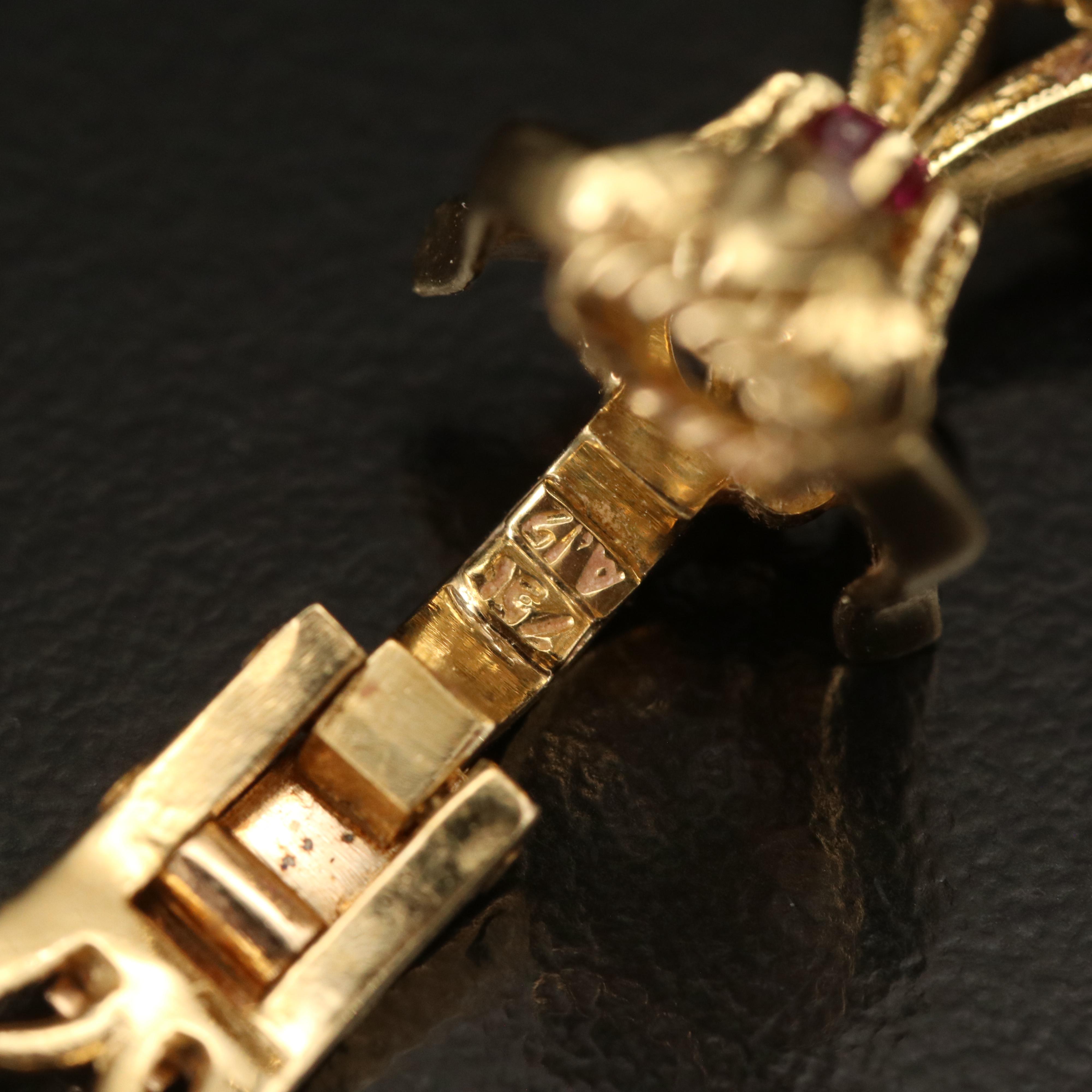 Vintage 18K Ruby, Diamond and Enamel Demi Parure