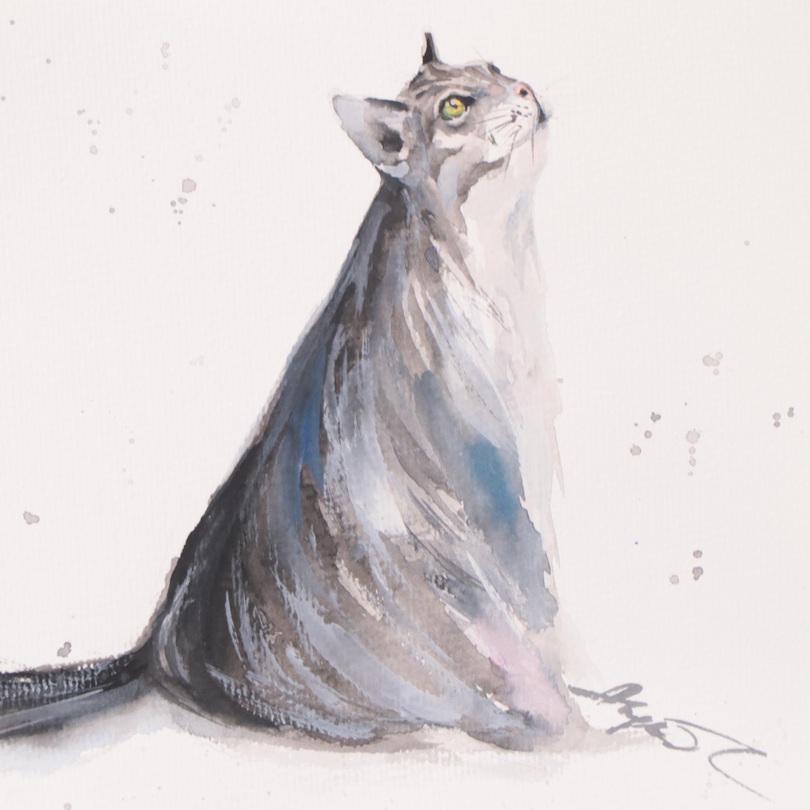 Anne Gorywine Watercolor Painting of Cat, 2022
