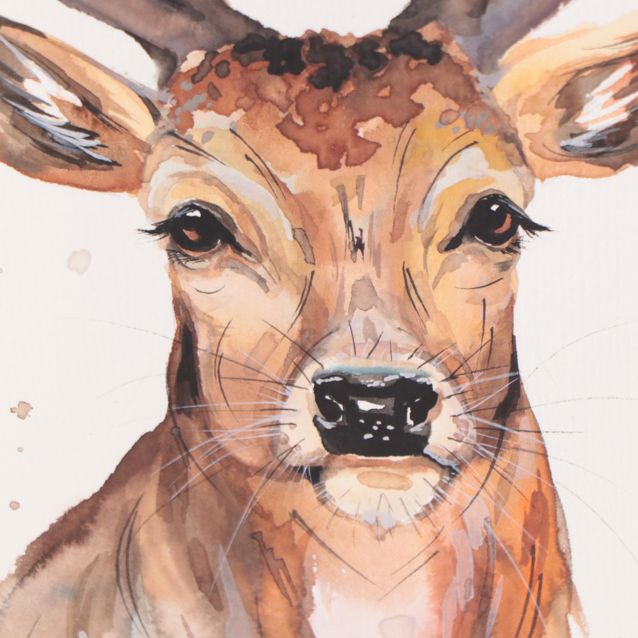 Anne Gorywine Watercolor Painting of Deer, 2022