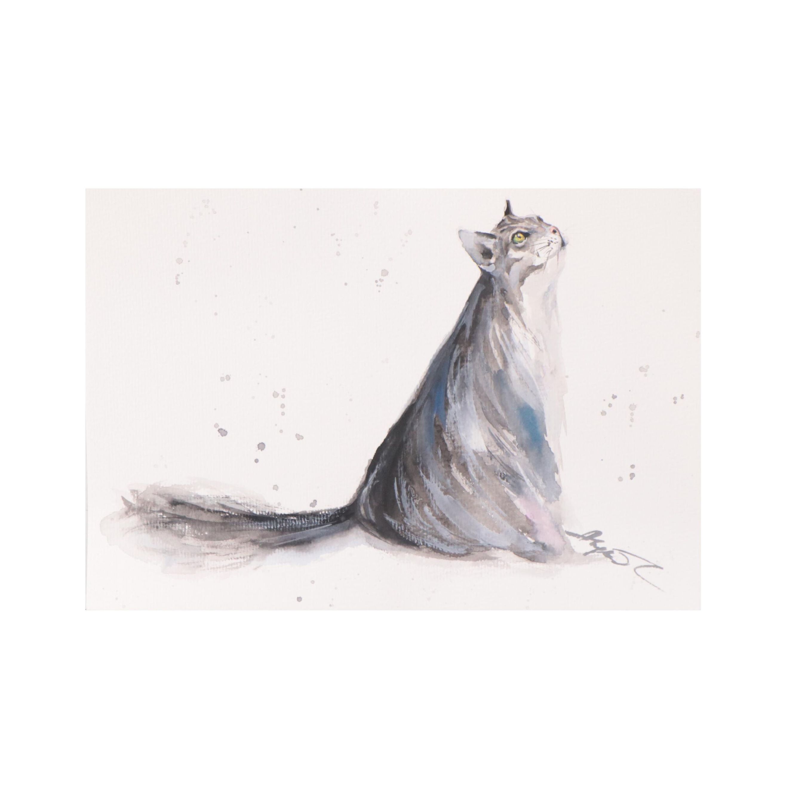 Anne Gorywine Watercolor Painting of Cat, 2022