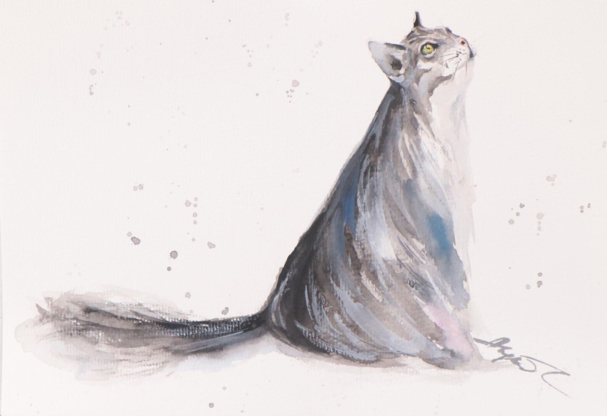Anne Gorywine Watercolor Painting of Cat, 2022