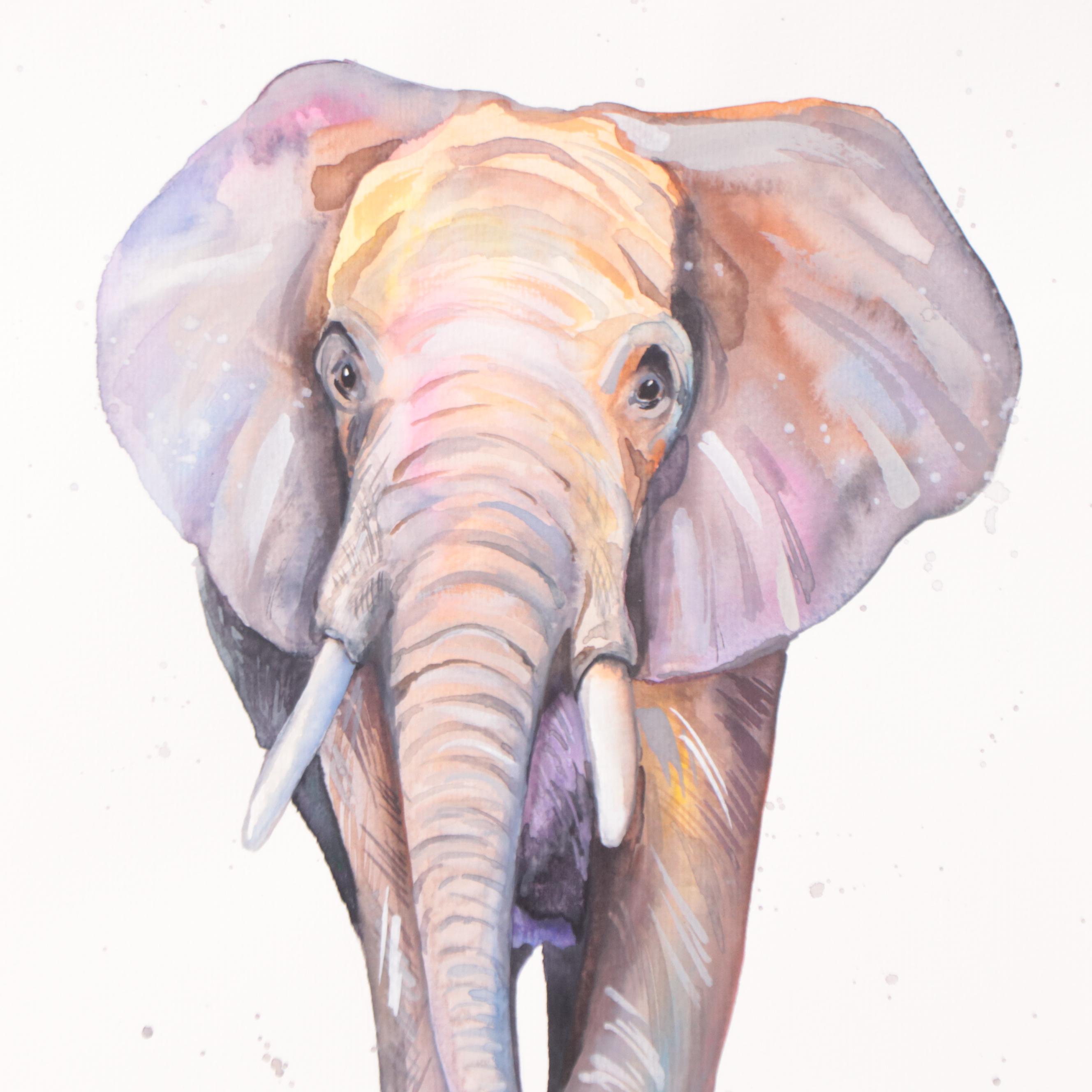 Anne Gorywine Watercolor Painting of Elephant, 2022