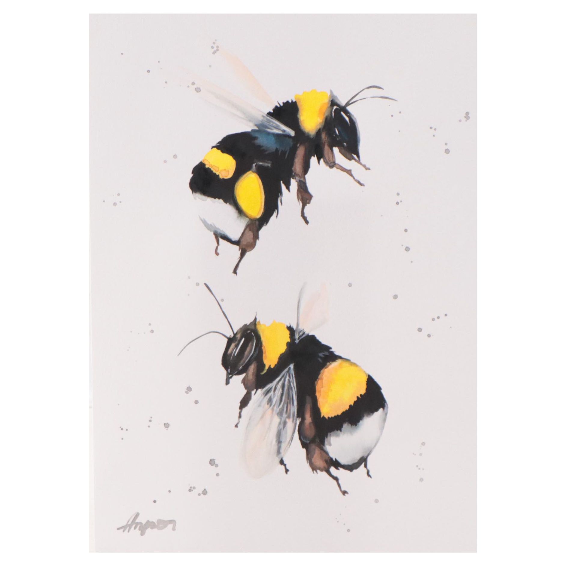 Anne Gorywine Watercolor Painting of Bees, 2022