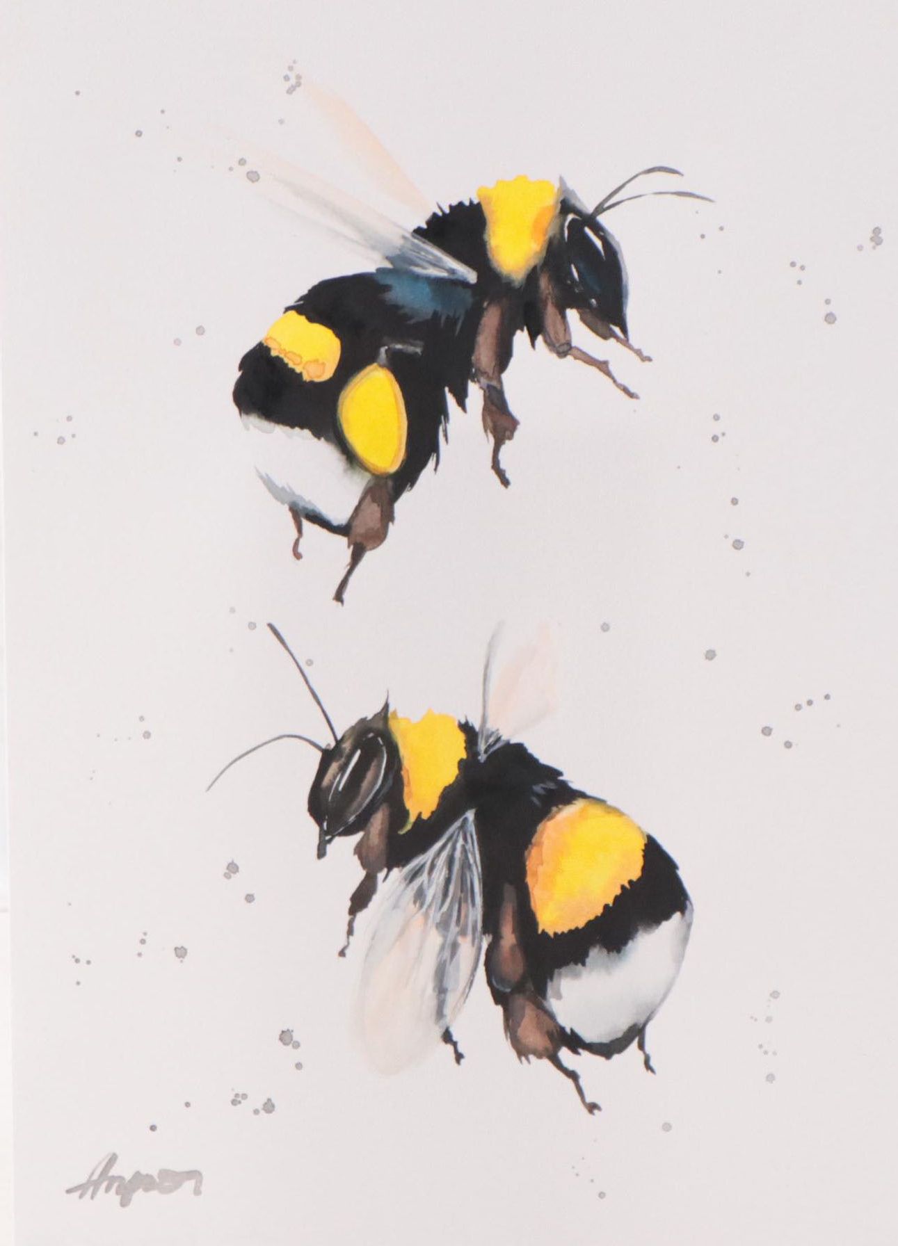 Anne Gorywine Watercolor Painting of Bees, 2022