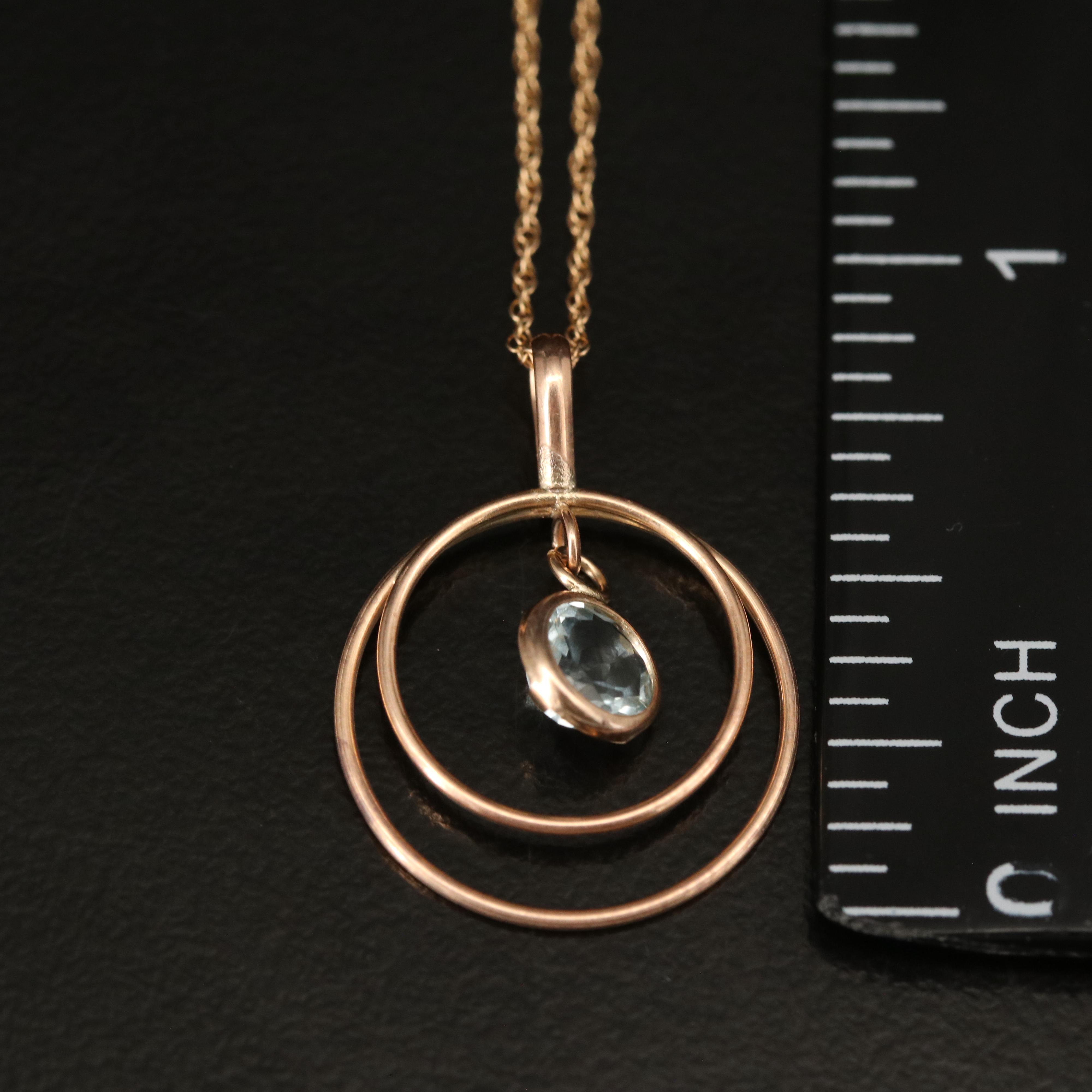 10K Aquamarine Concentric Pendant Necklace