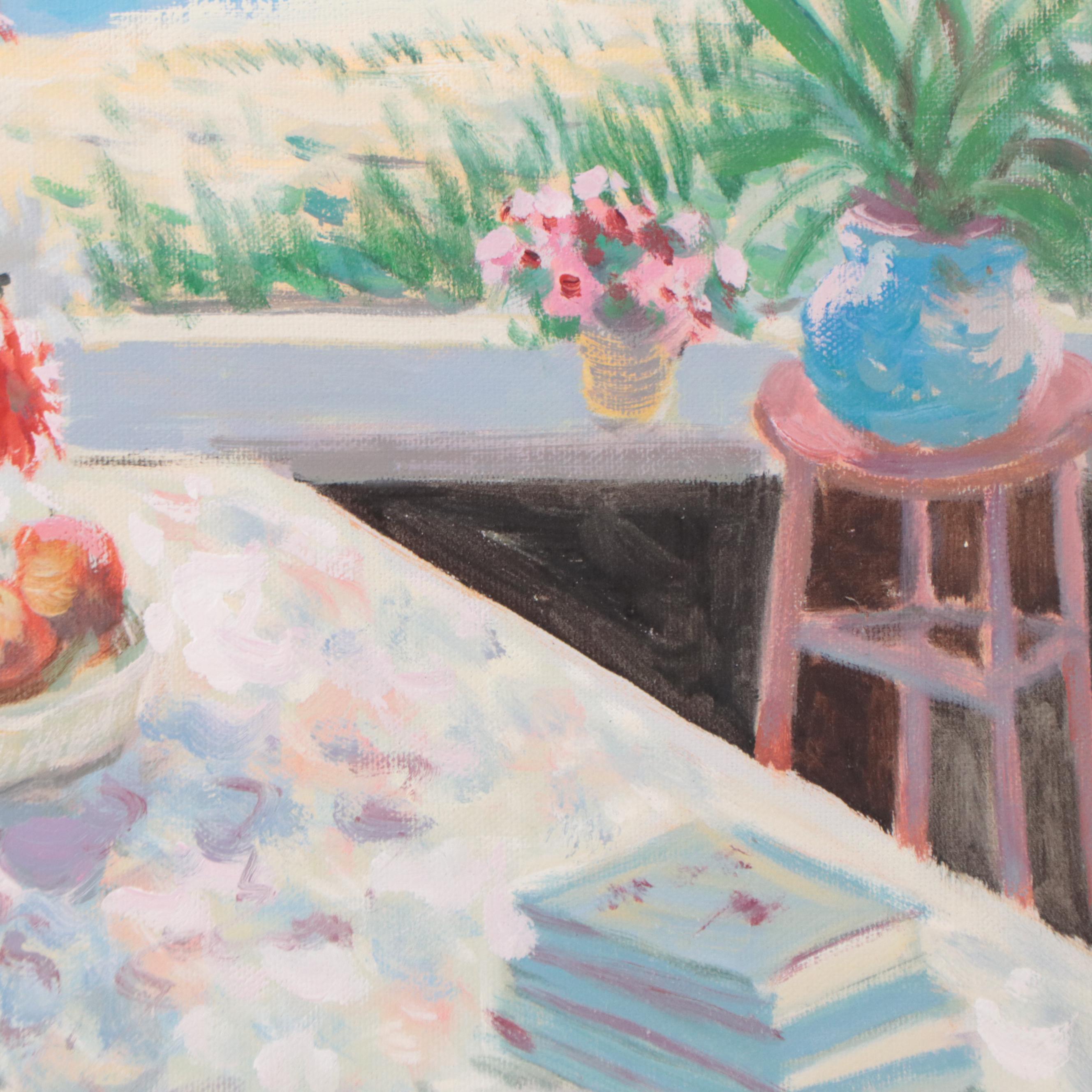 Robert Linn Floral Still Life Oil Painting, Late 20th Century