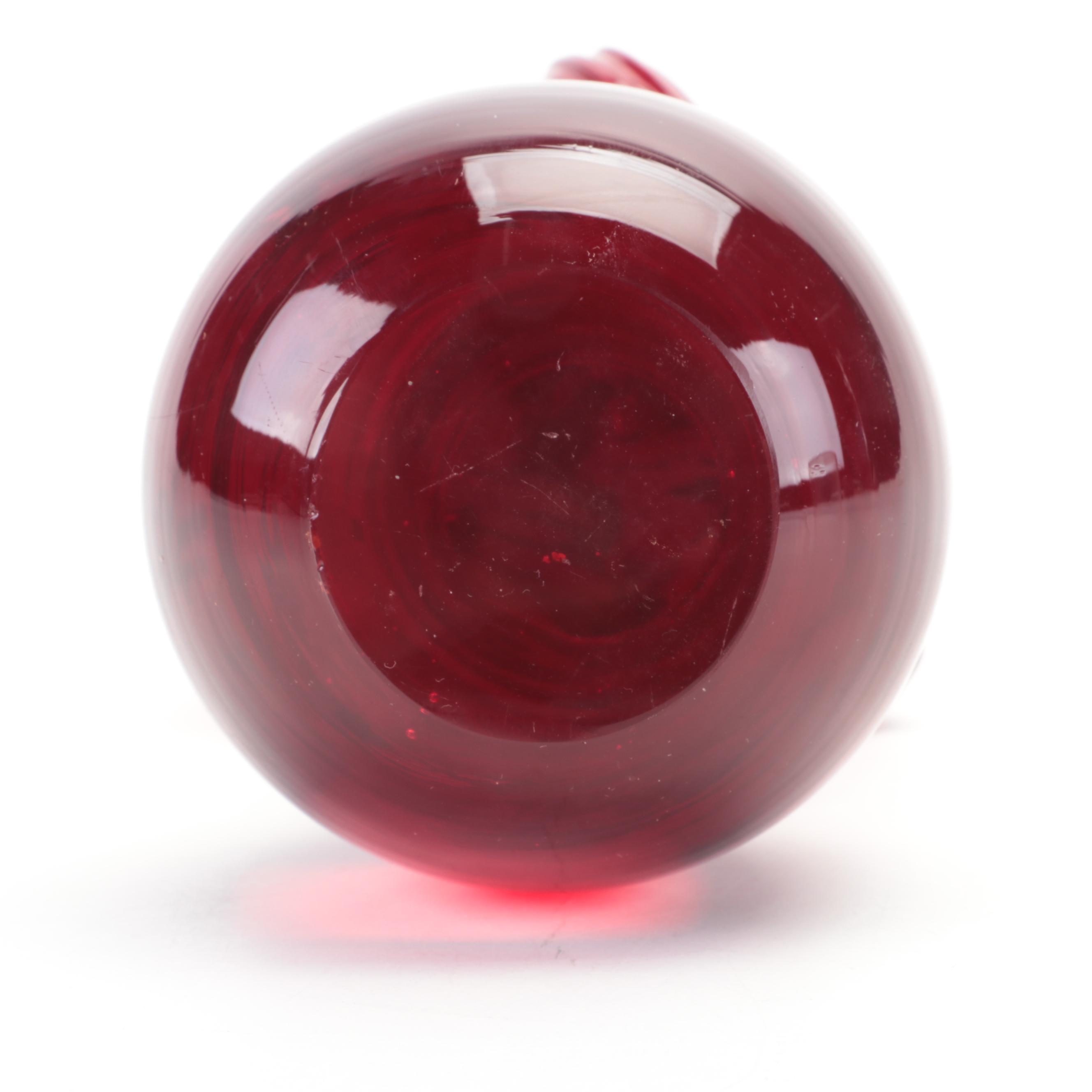 Blenko Ruby Art Glass Ram Paperweight, Mid-20th Century