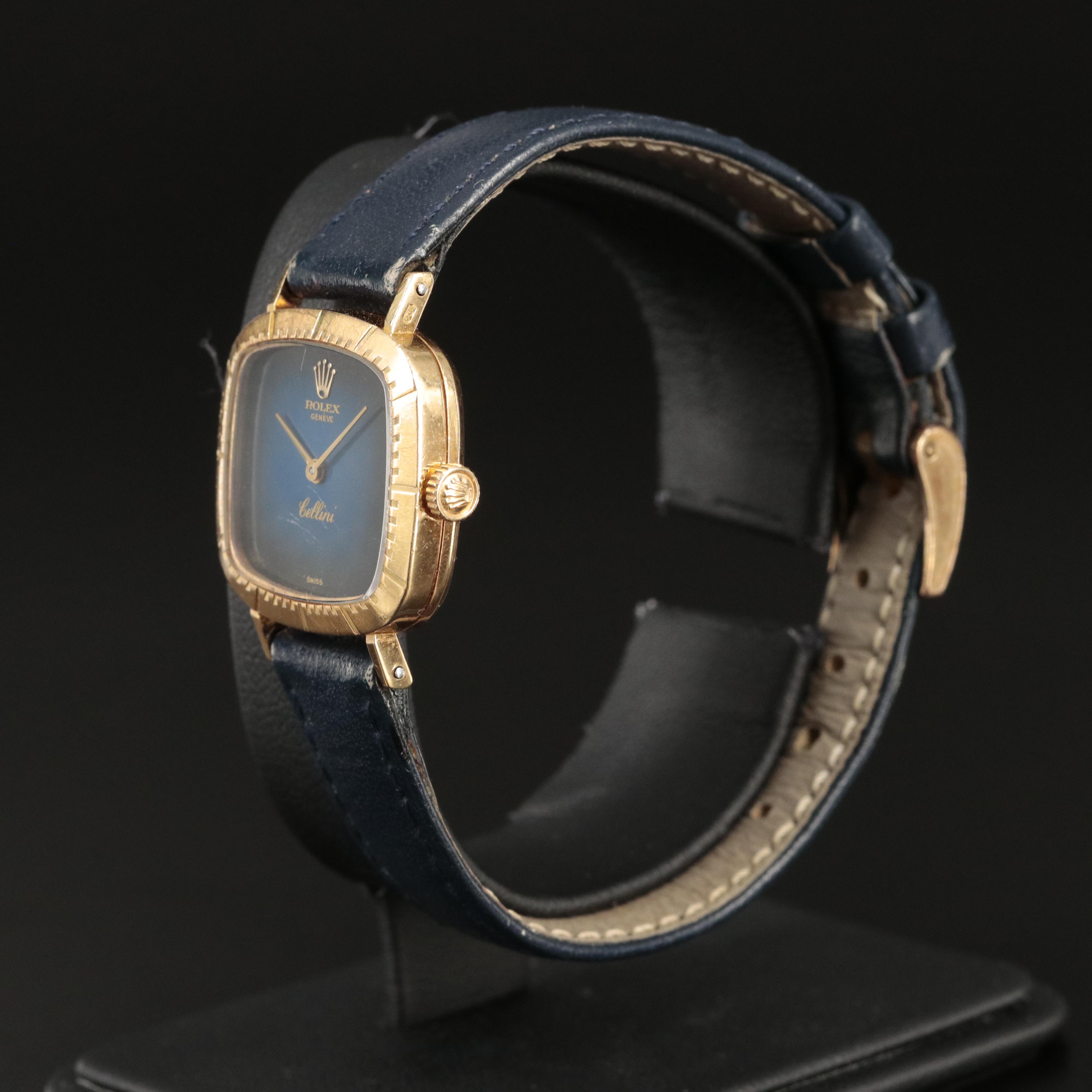 18K Rolex Cellini Blue Gradation Watch