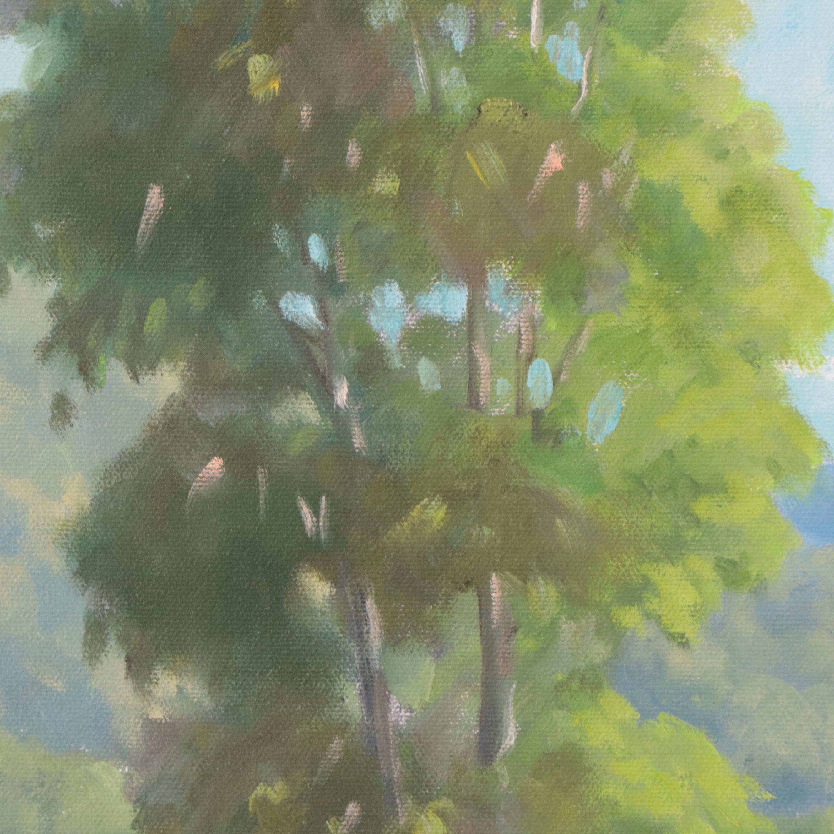 George Holloway Oil Painting of Summer Landscape, Late 20th Century