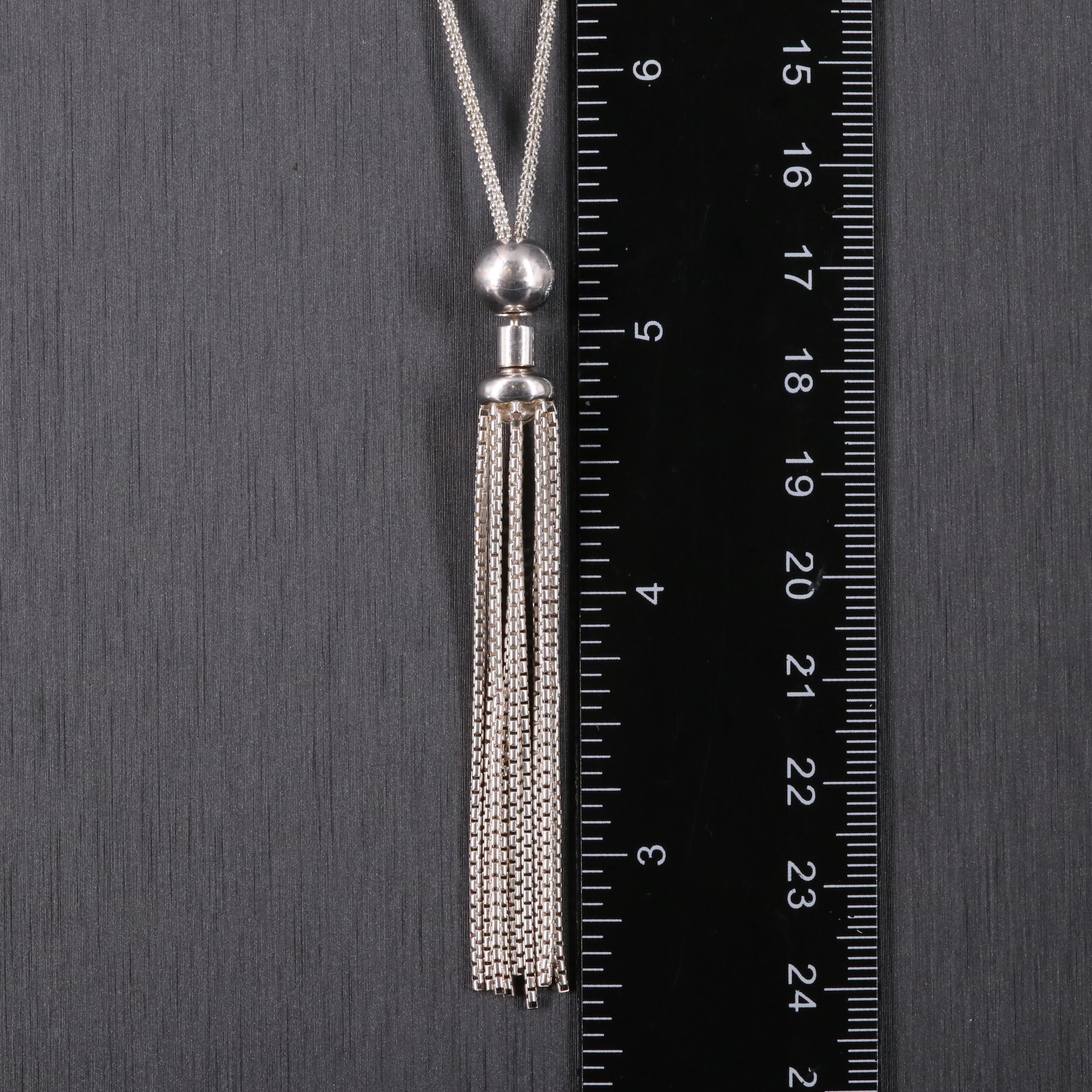 Sterling Popcorn Chain Tassel Necklace