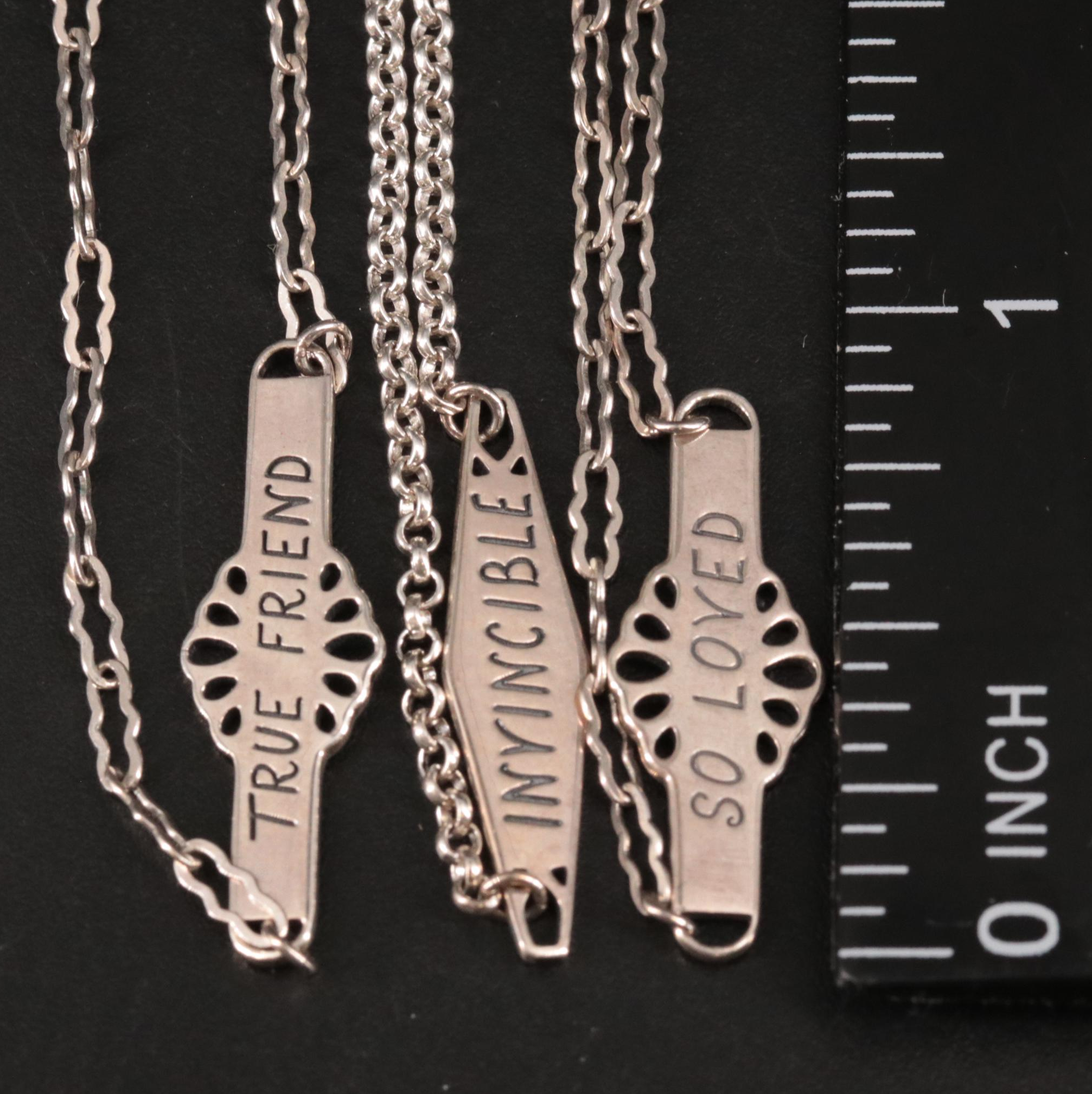 Sterling Cable and Fancy Link Inspirational Bracelets