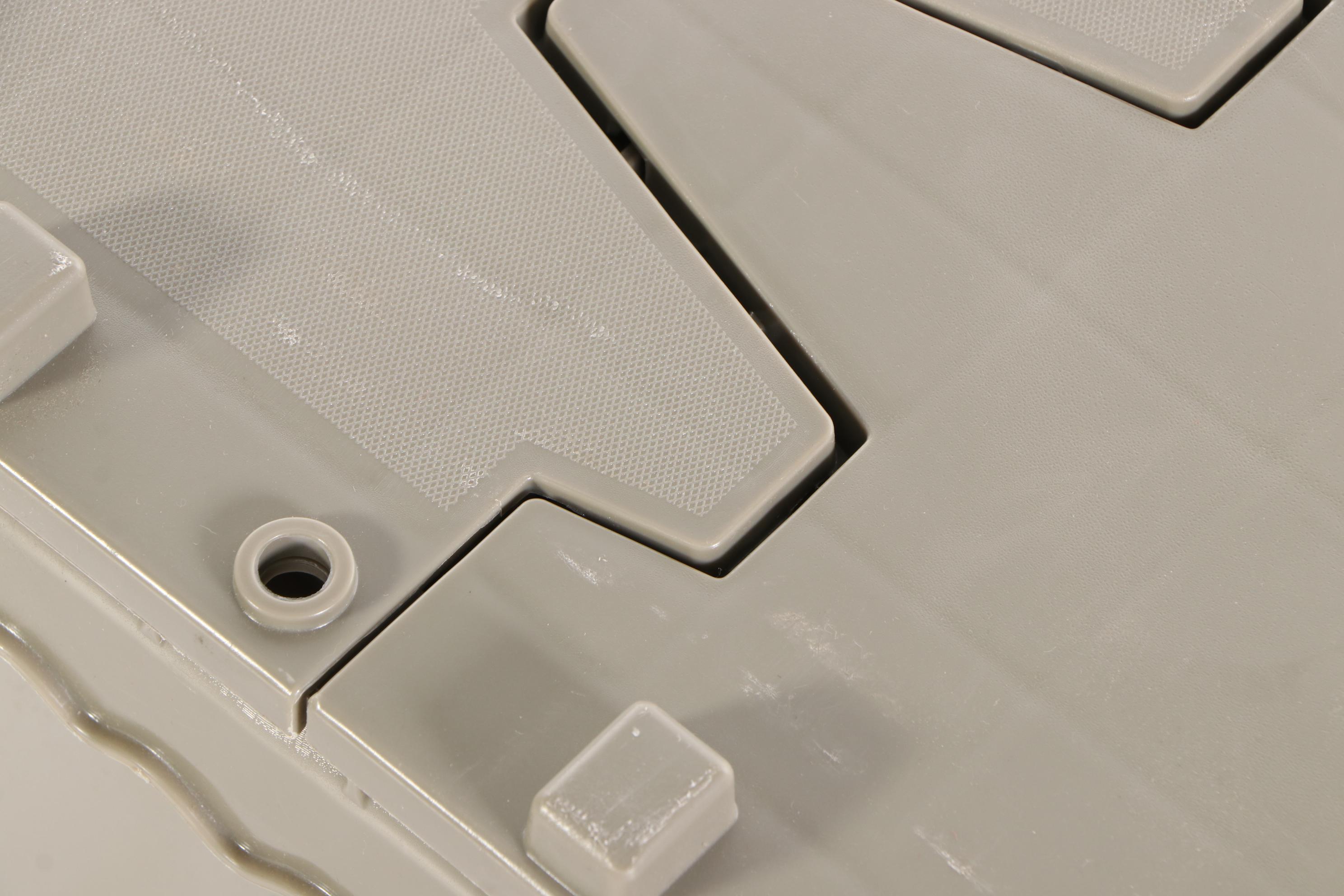 Five Grey Plastic Storage Totes