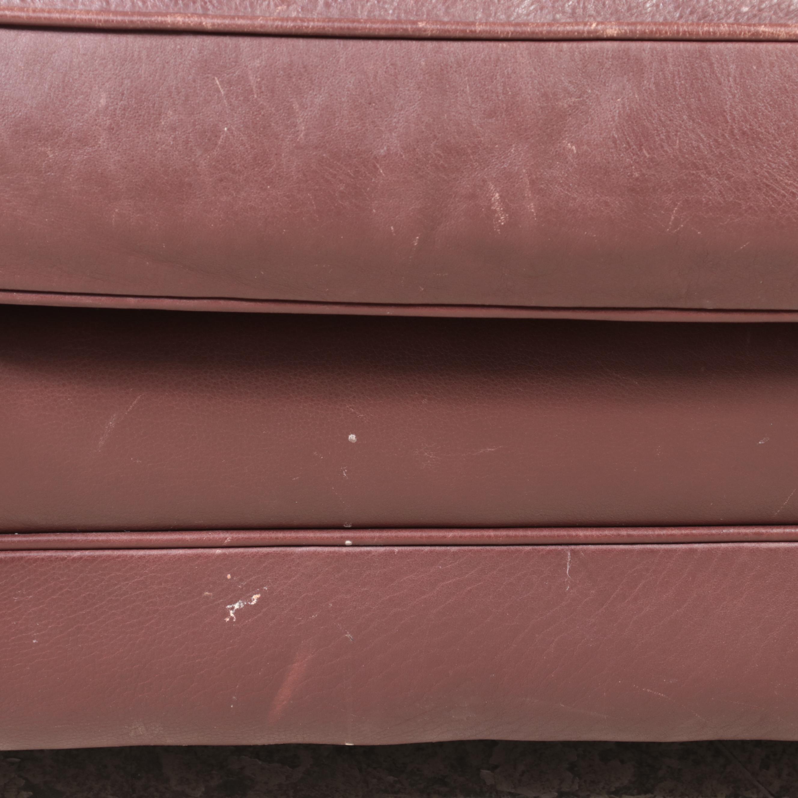 FrontRoom Furnishings Leather Roll-Arm Sofa with Nailhead Trim