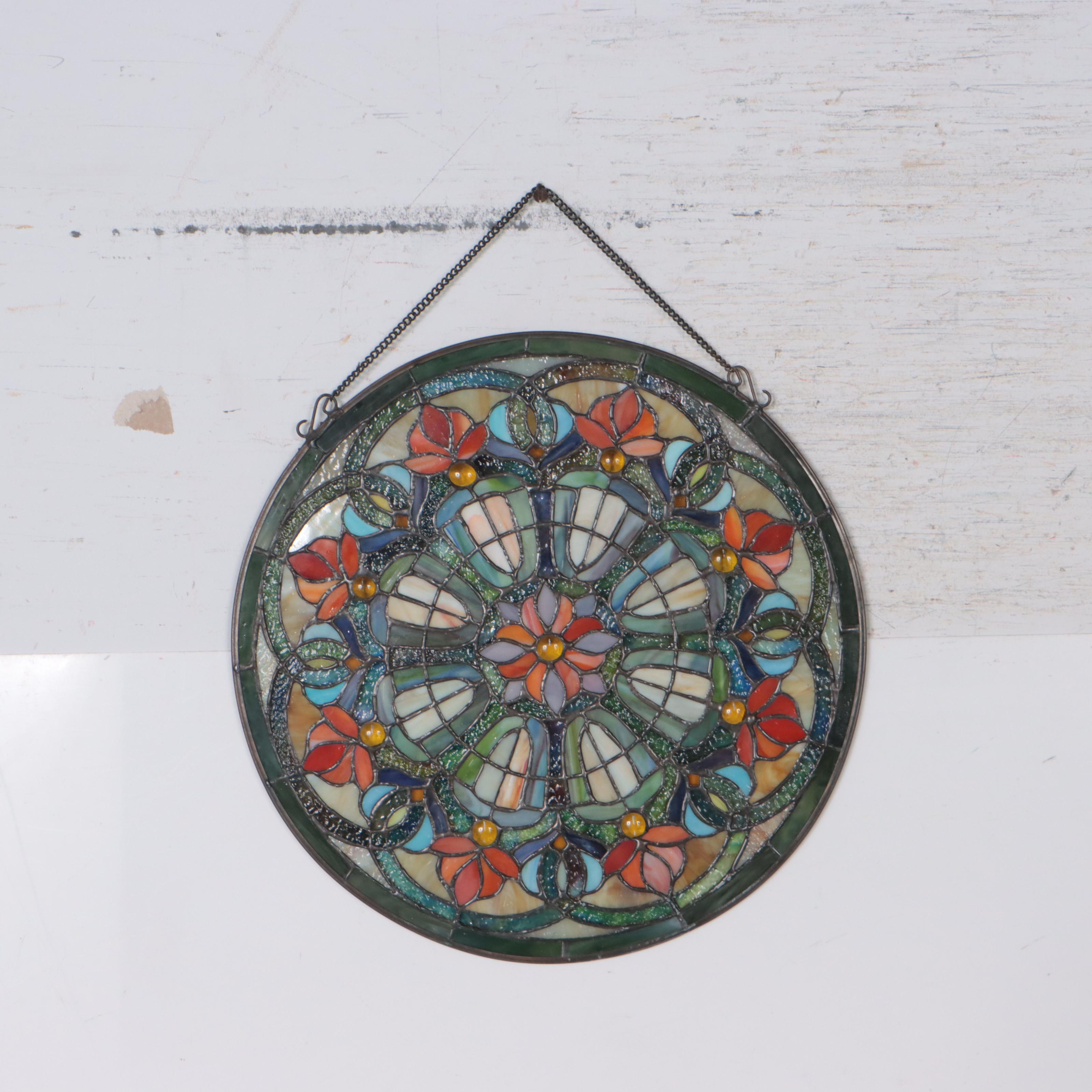 Stained Glass Hanging Window Panel Medallion