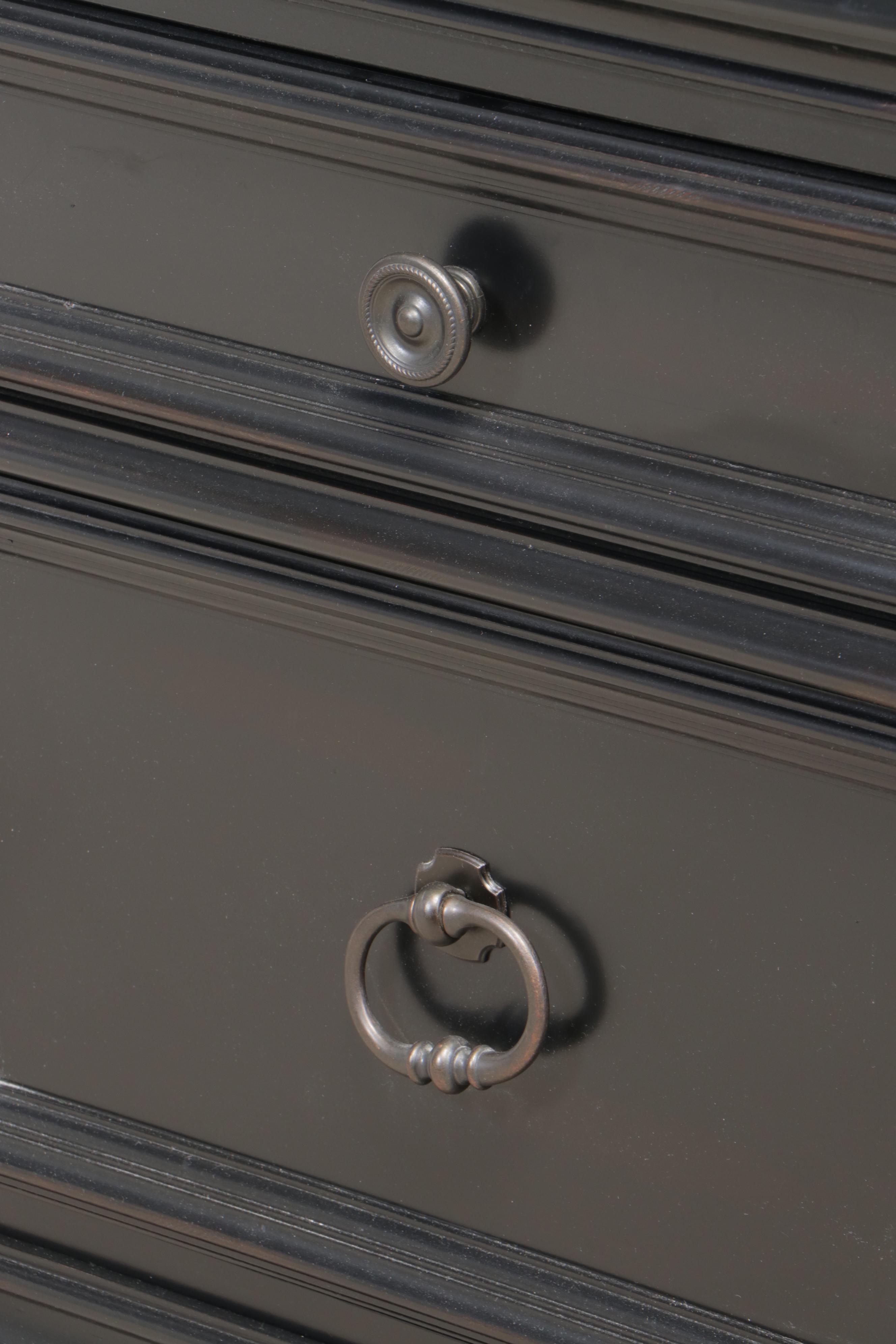 Pair of Havertys "Arrington" Ebonized Two-Drawer Nighstands