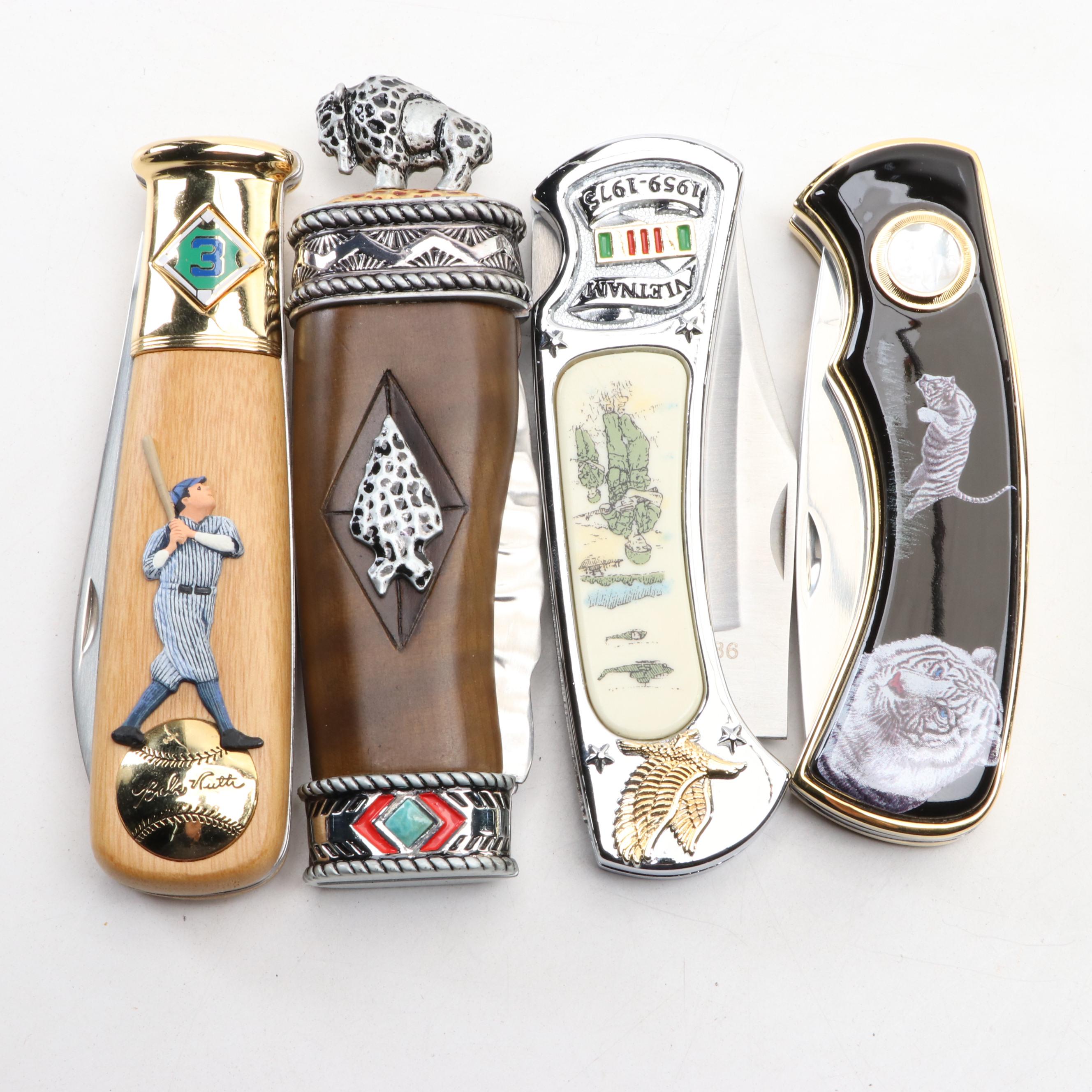 Franklin Mint and More Stainless Steel Collector Pocket Knives with Cases