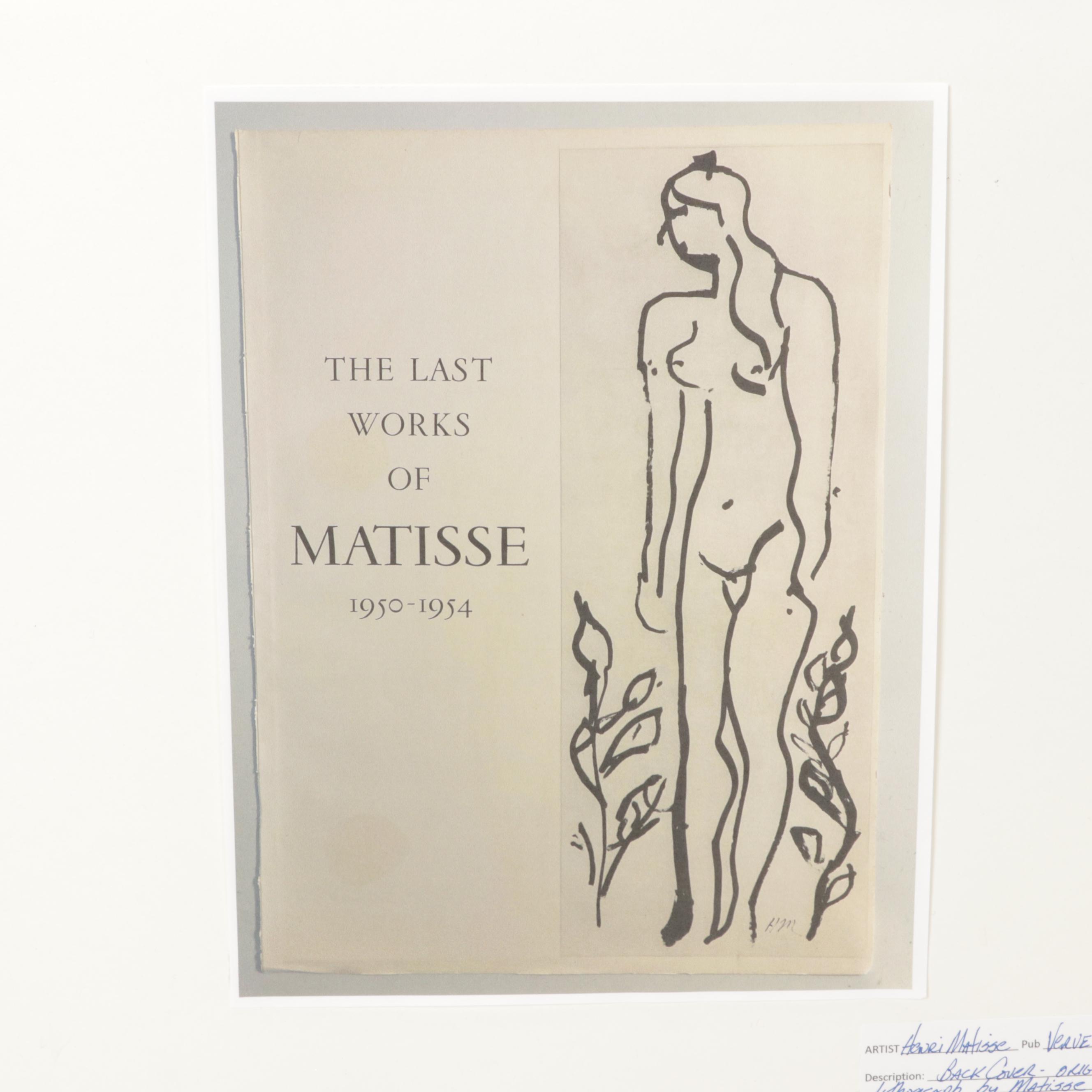 Henri Matisse Color Lithograph Cover for "Verve," 1958