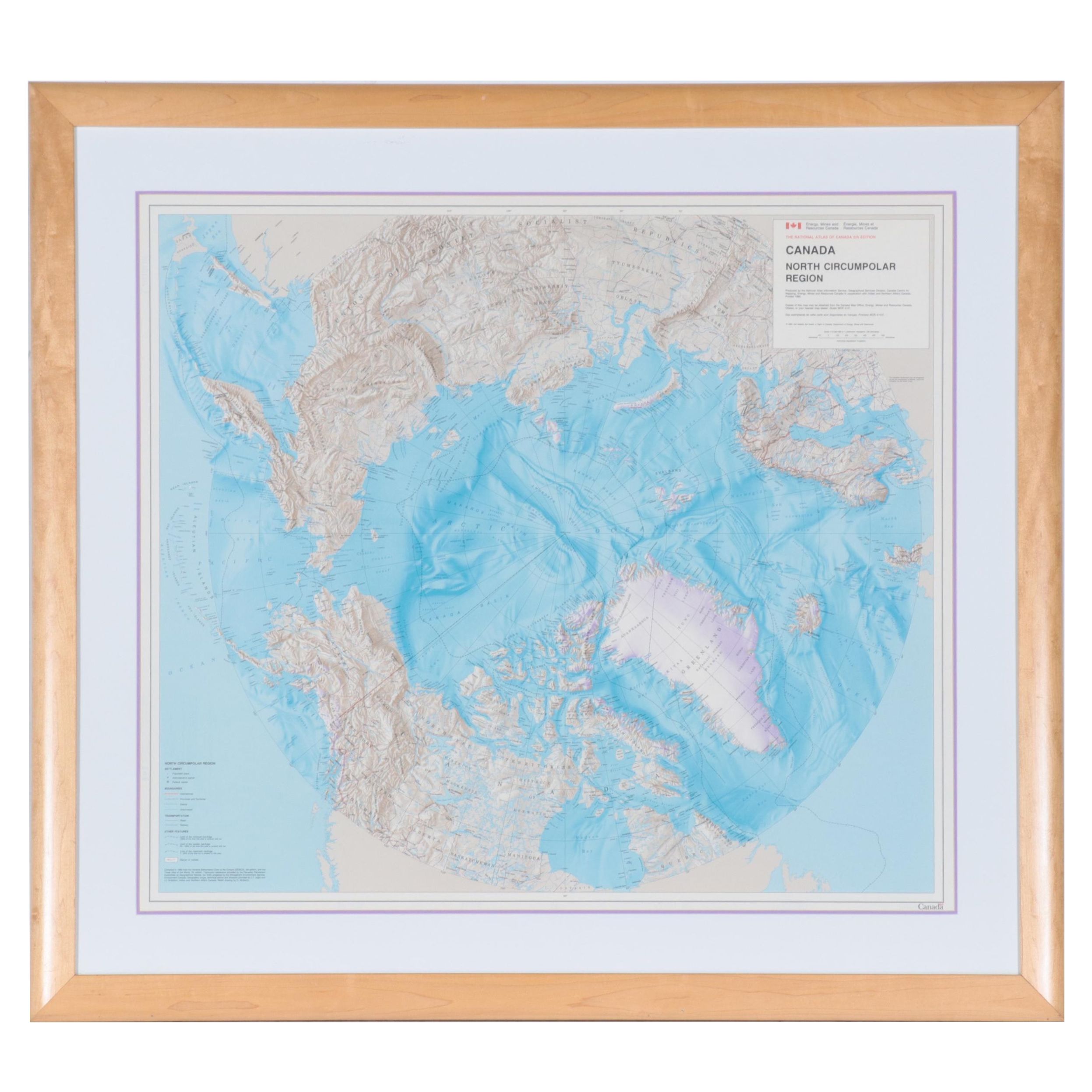 Offset Lithograph Map "Canada: North Circumpolar Region"