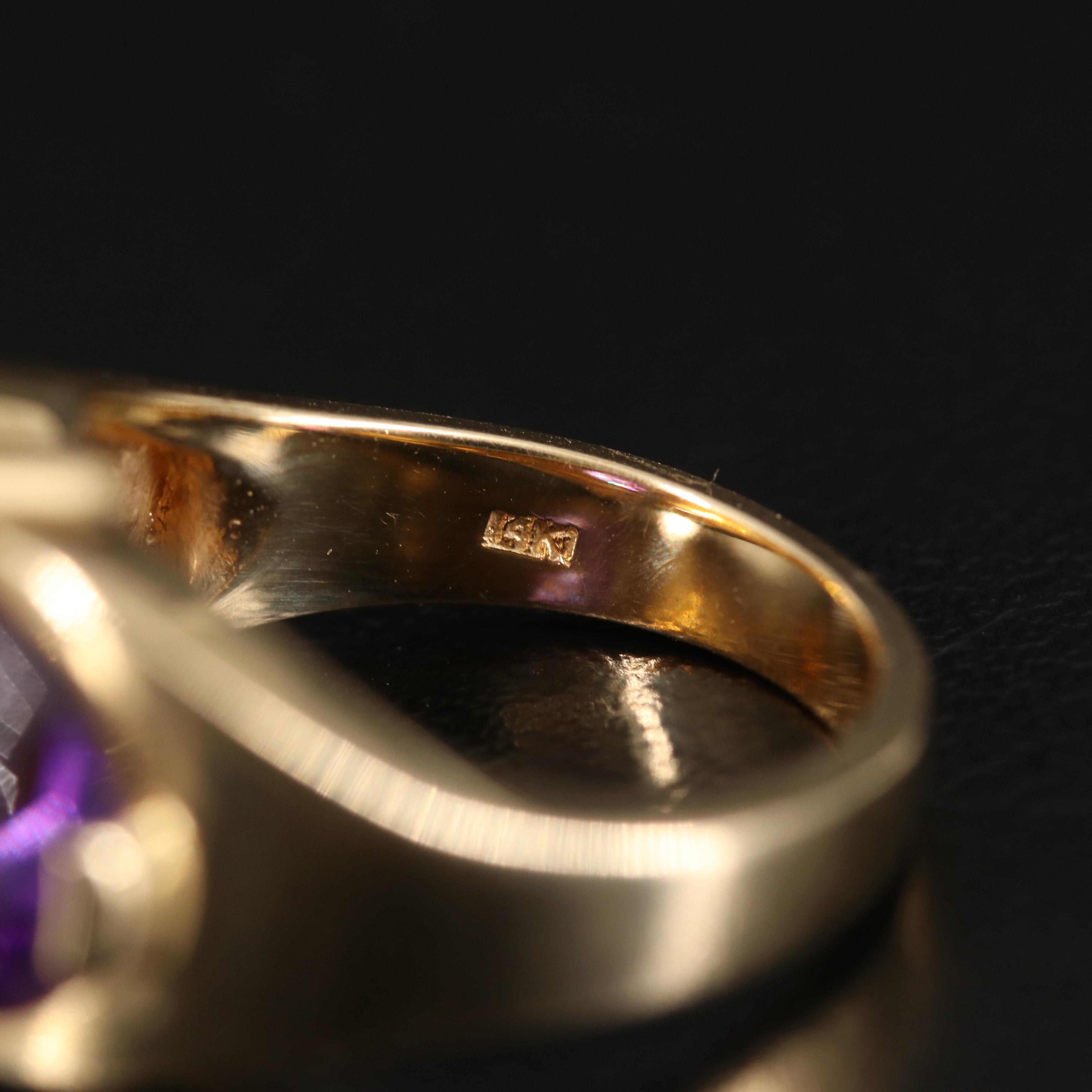 Vintage B. A. Ballou & Co. 14K Amethyst and Citrine Ring with Diamond Accents