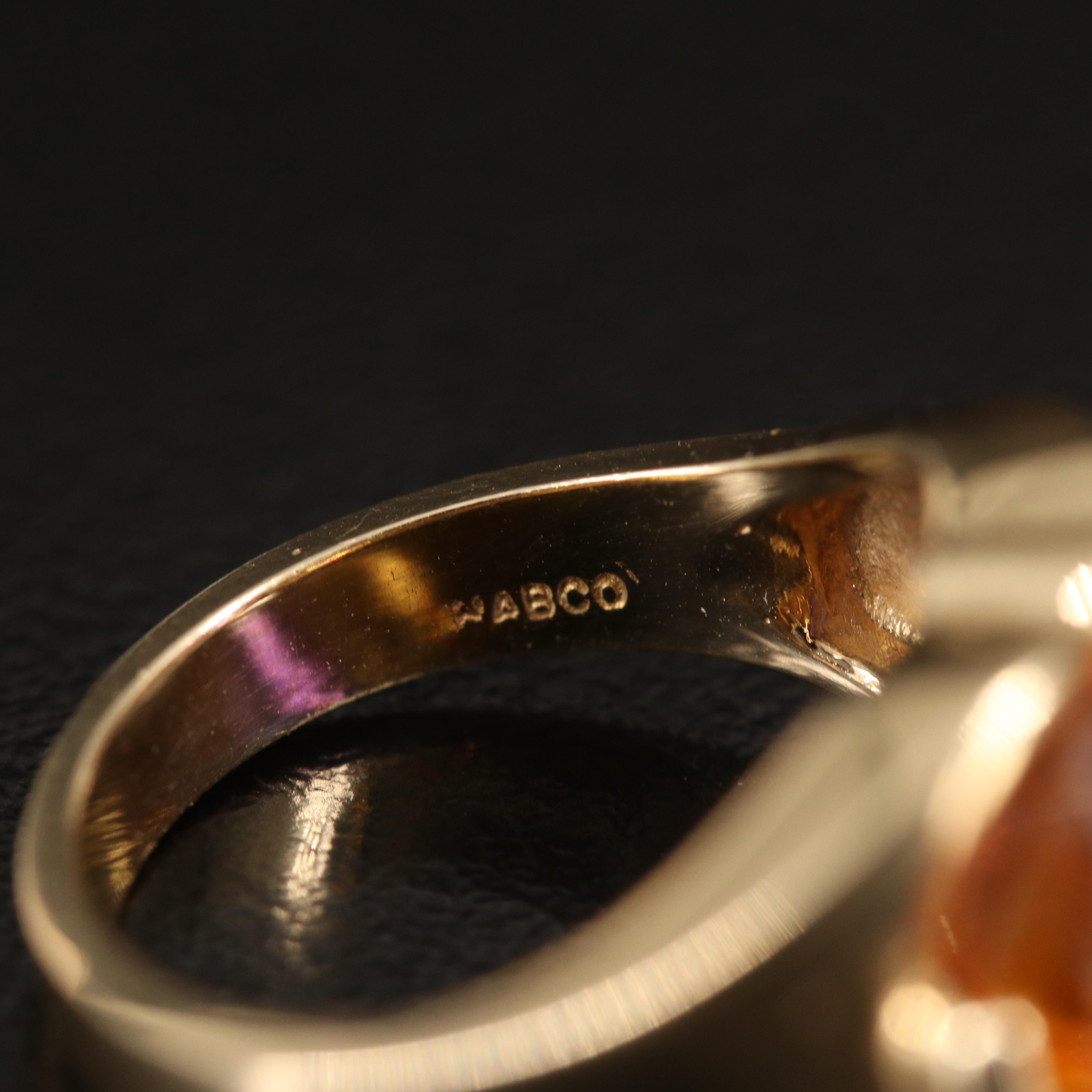 Vintage B. A. Ballou & Co. 14K Amethyst and Citrine Ring with Diamond Accents