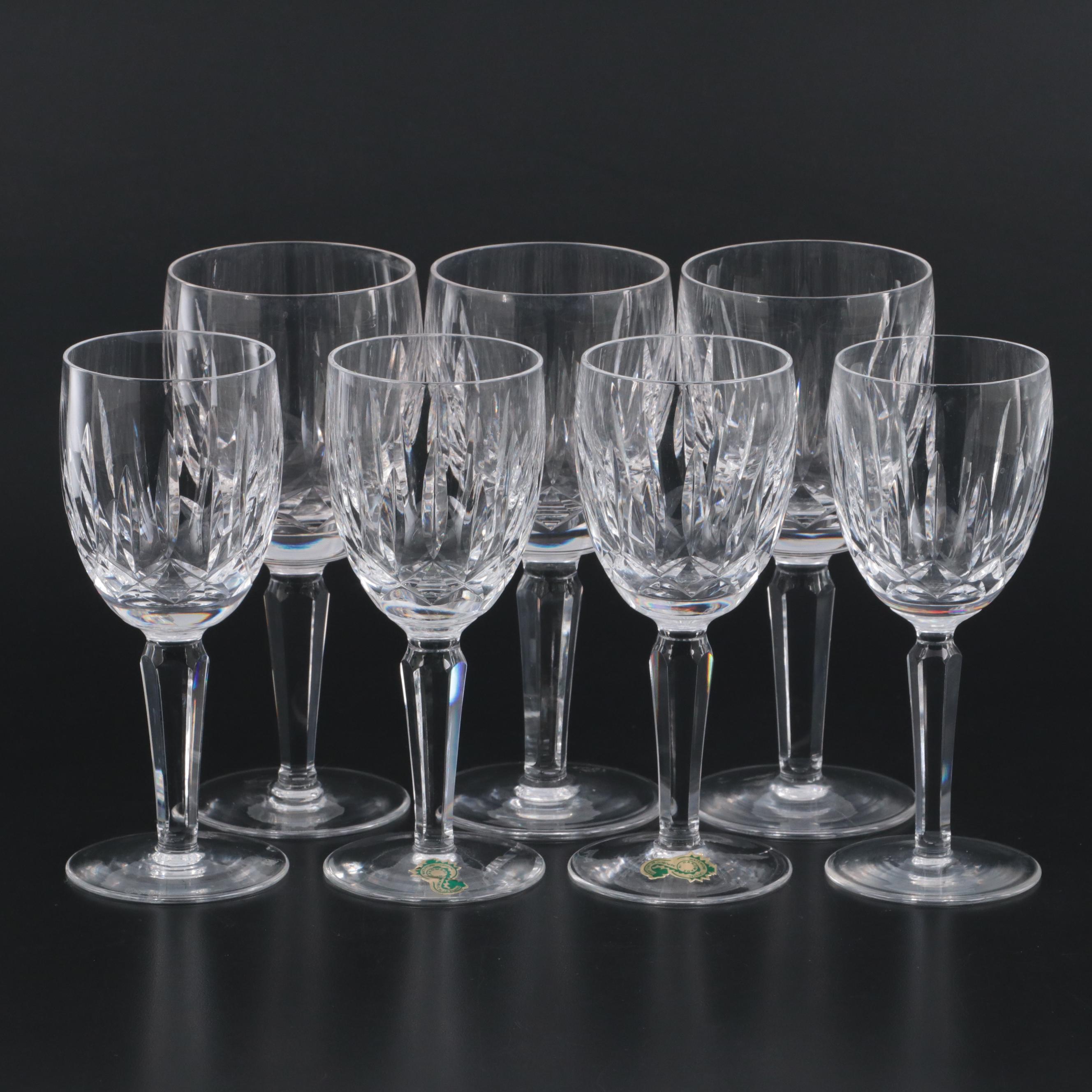 Waterford "Kildare" Crystal Water Goblets and Claret Wine Glasses