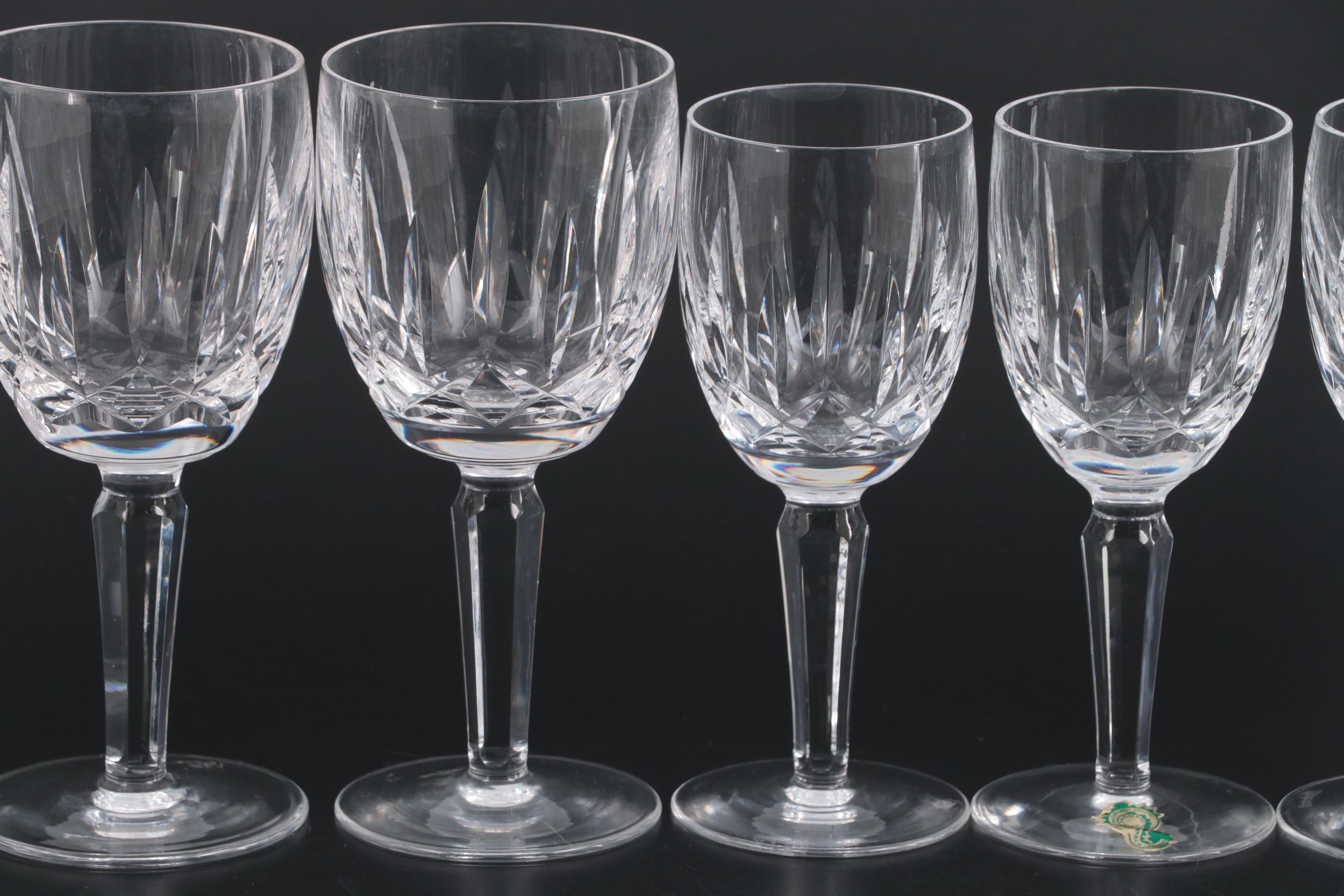 Waterford "Kildare" Crystal Water Goblets and Claret Wine Glasses