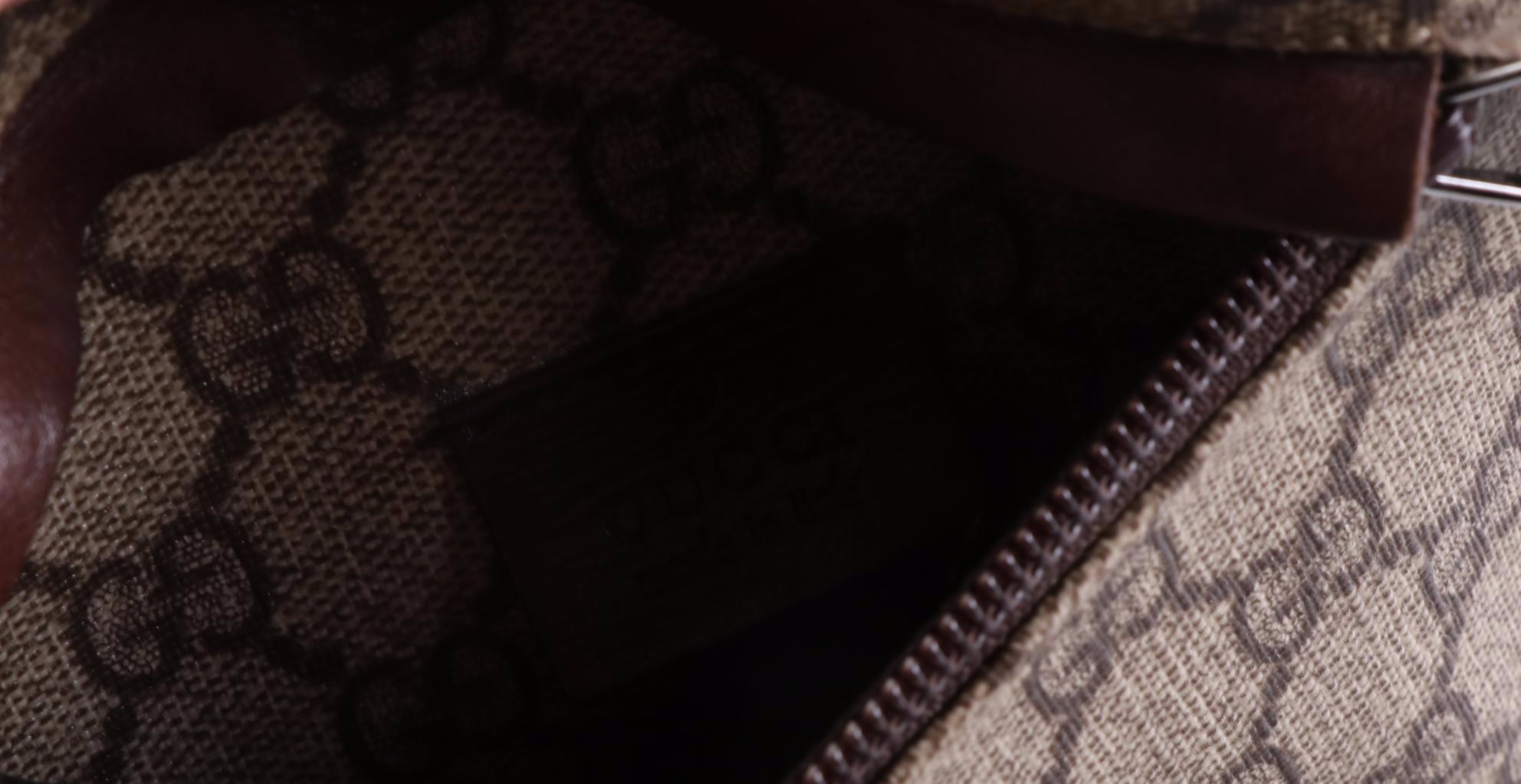 Gucci Waist Bag in GG Supreme Canvas and Brown Leather