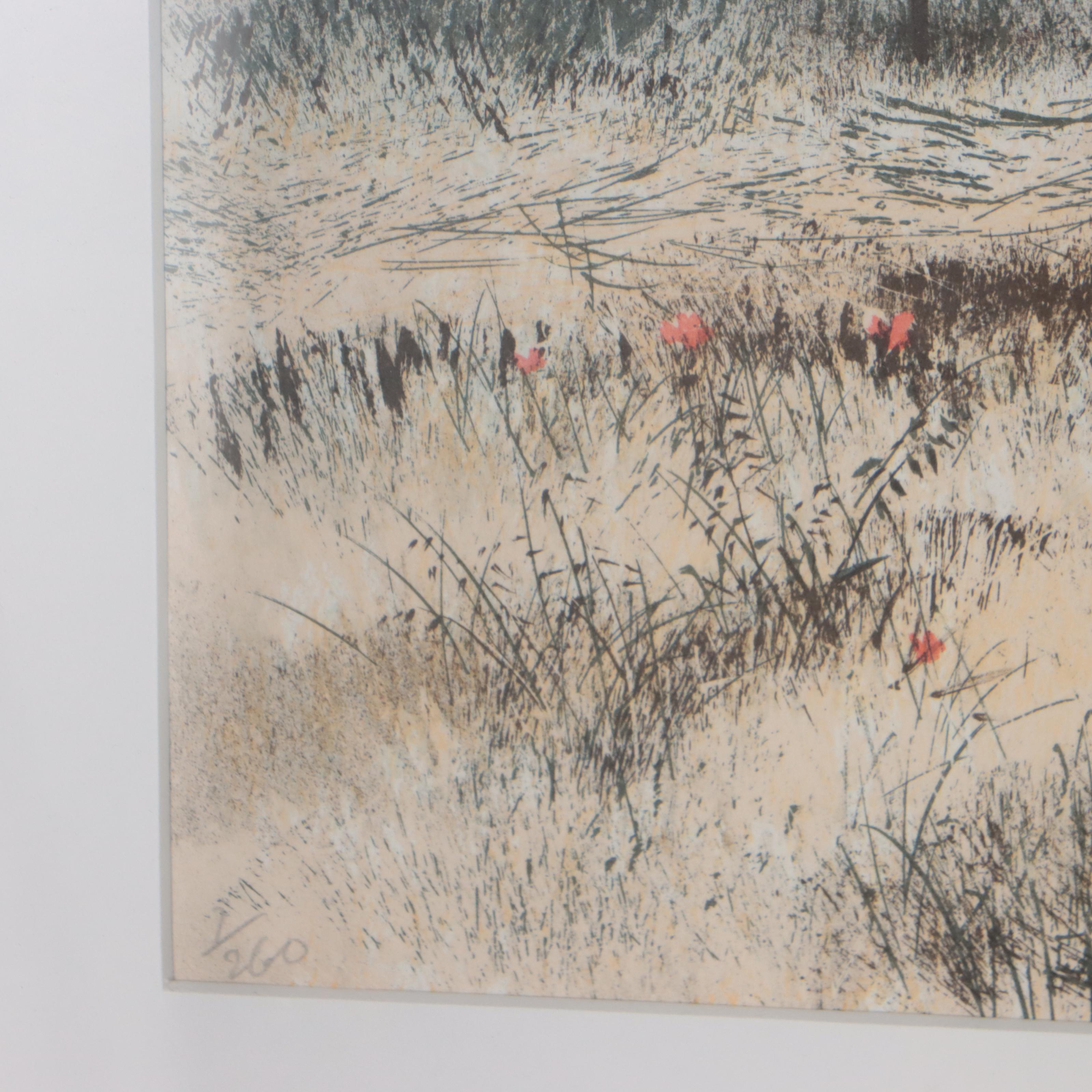 Jeremy King Landscape Lithograph, Late 20th Century