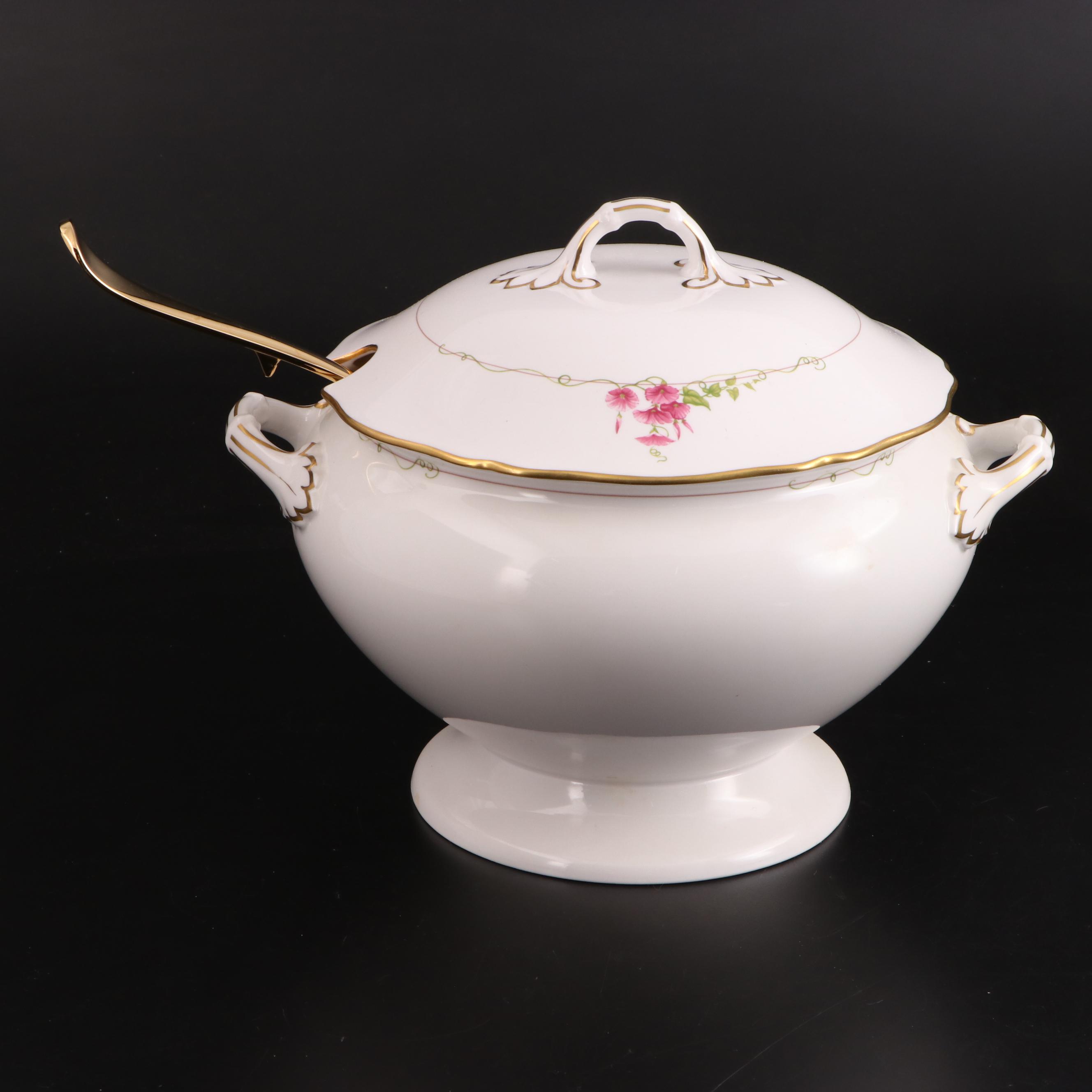 Spode "Rosetti" Porcelain Tureen and Dinnerware and Gerity "Georgian" Ladle
