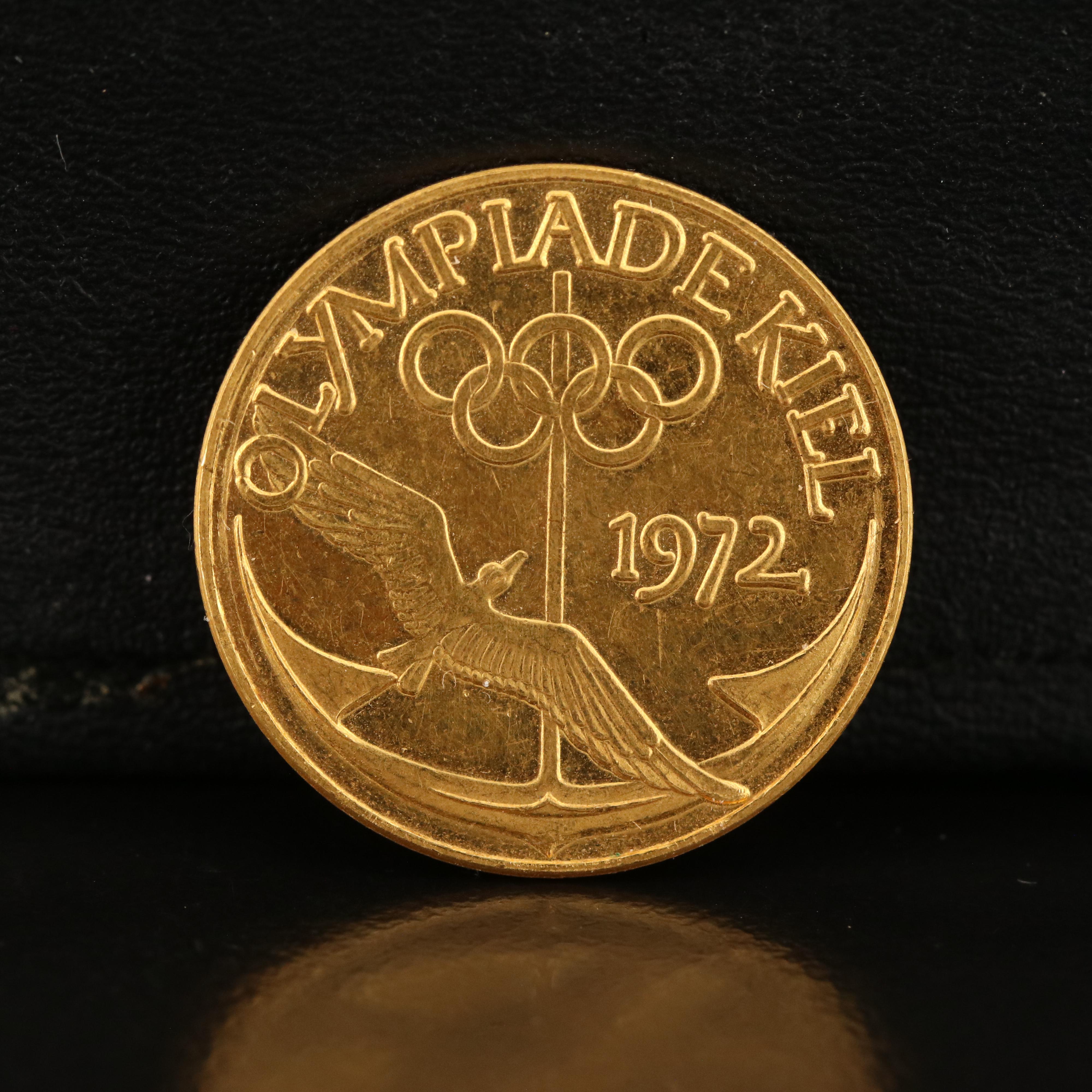 1972 Munich Olympics Gold Medal Commemorating the Olympic Games in Kiel, Germany