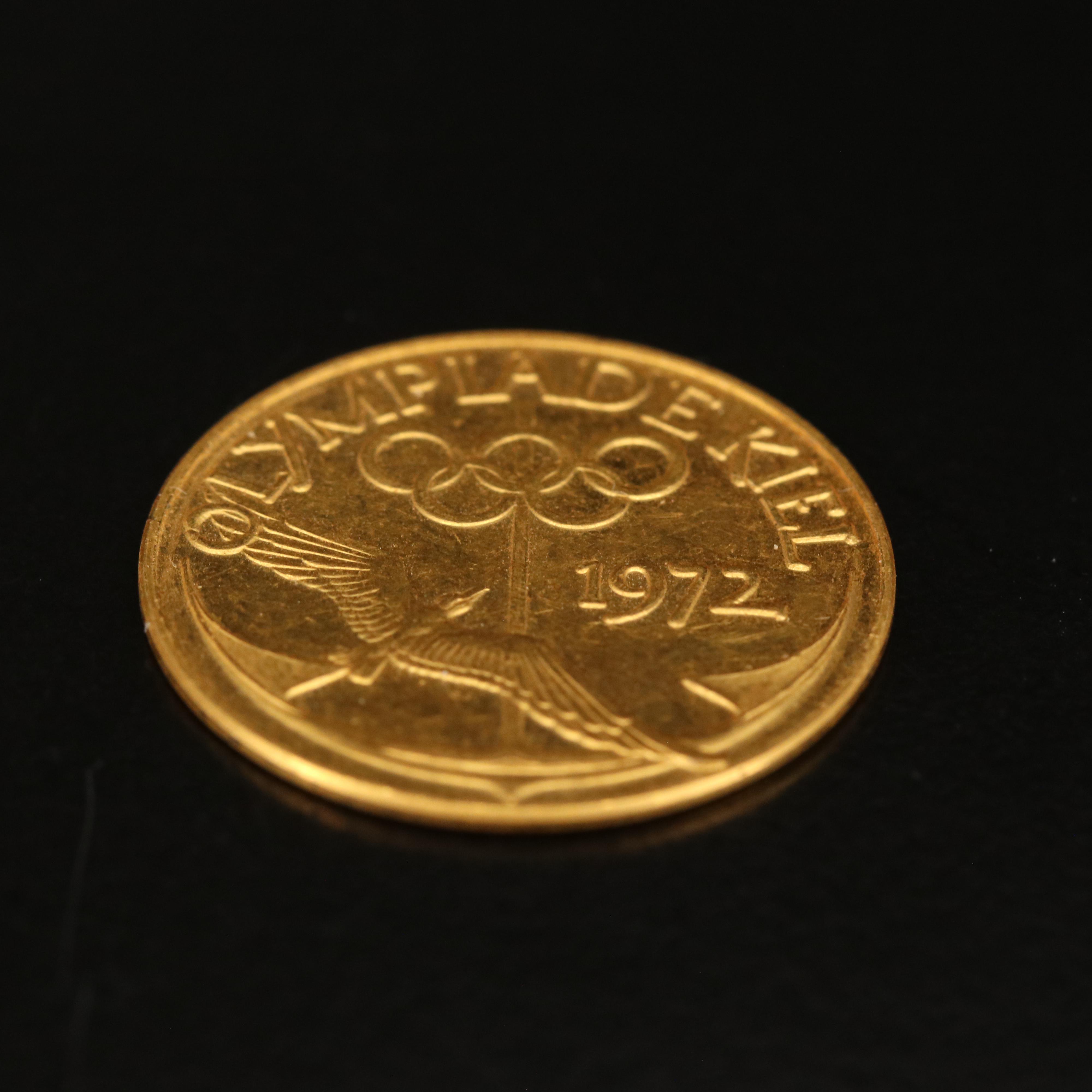 1972 Munich Olympics Gold Medal Commemorating the Olympic Games in Kiel, Germany