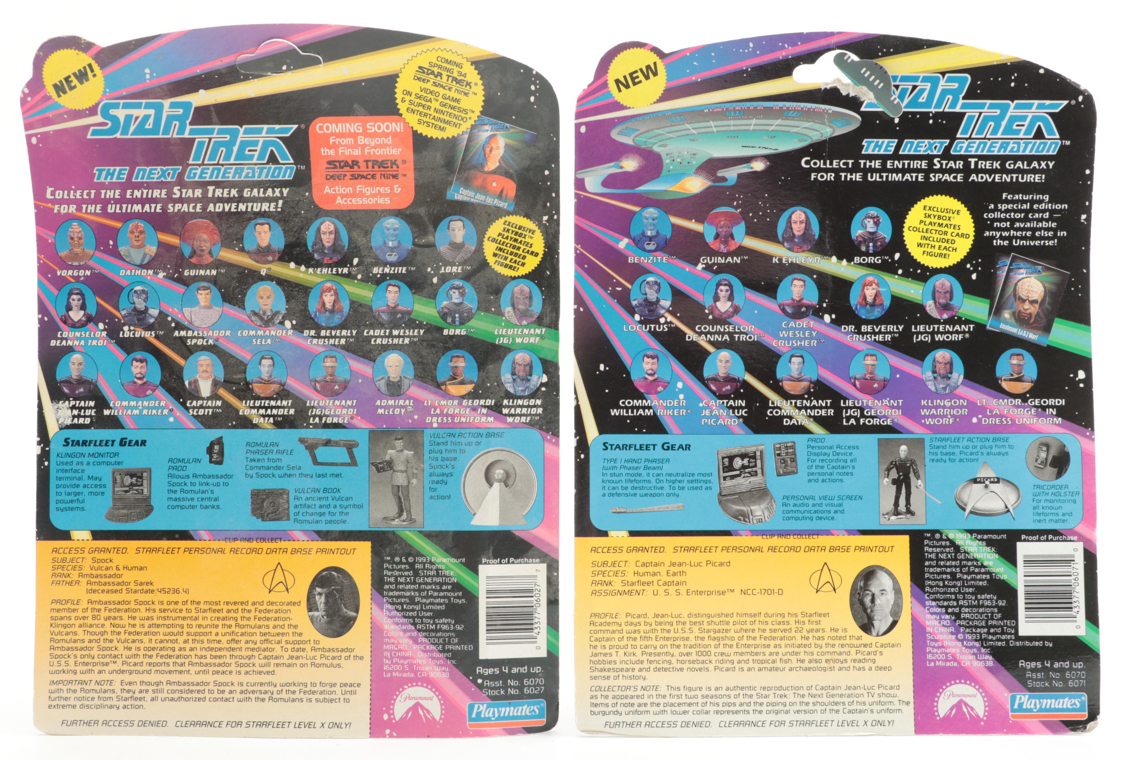 Playmates "Star Trek: The Next Generation" Action Figures with Collector Cards