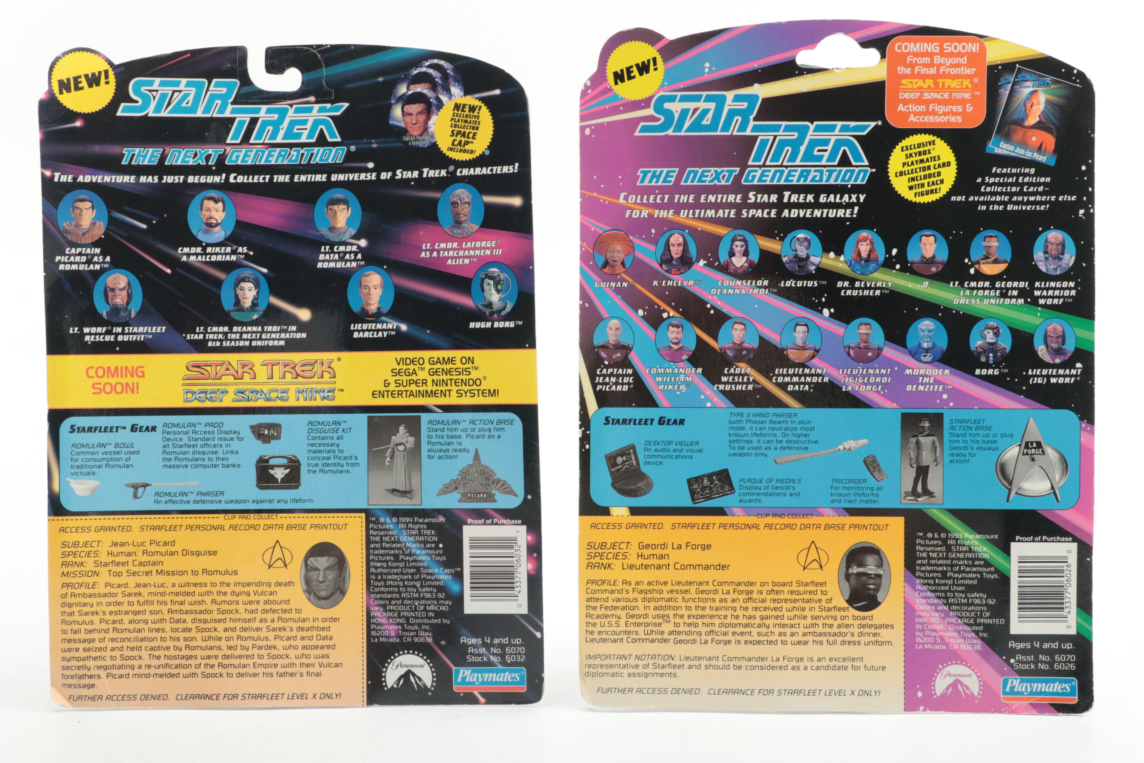 Playmates "Star Trek: The Next Generation" Action Figures with Collector Cards