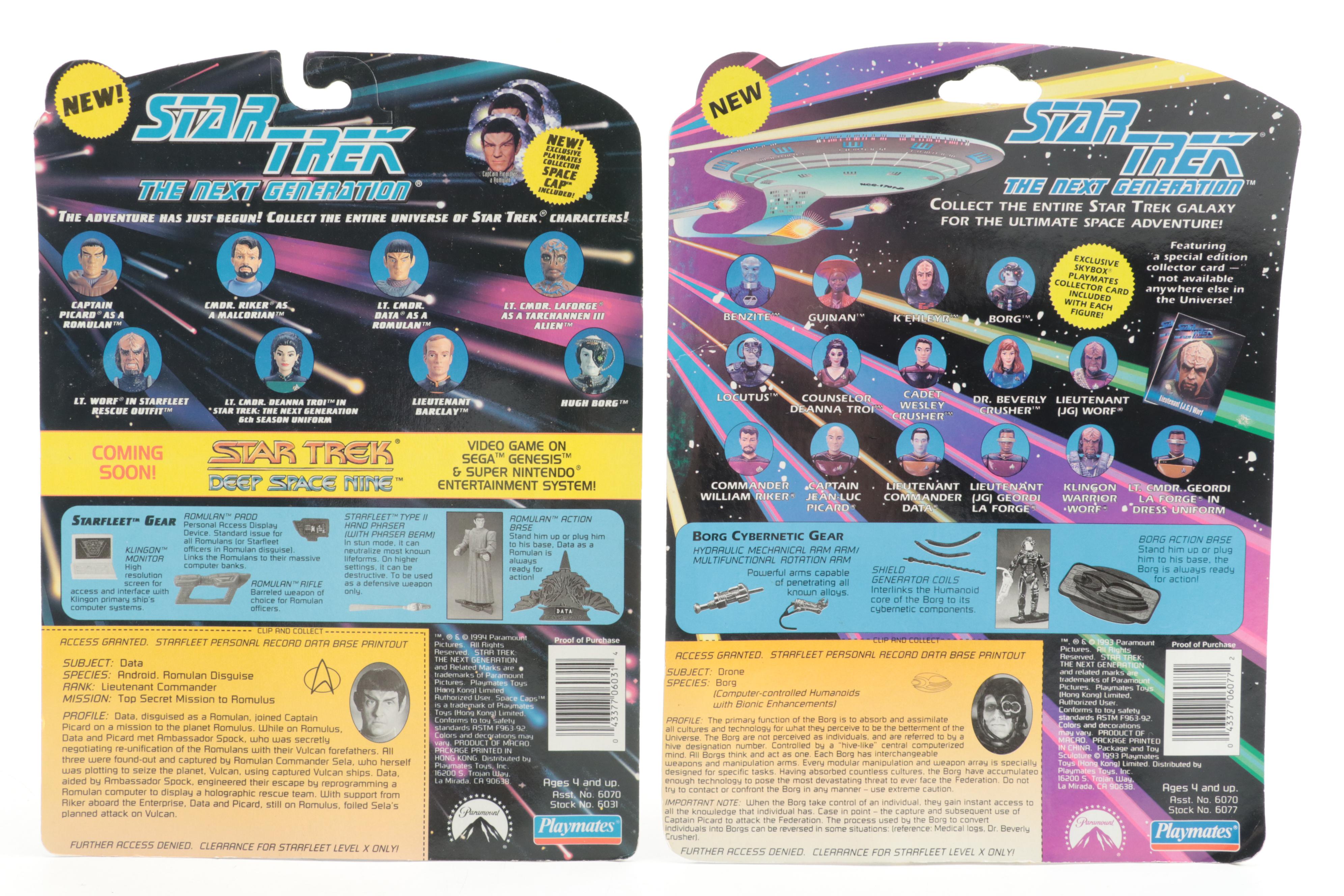 Playmates "Star Trek: The Next Generation" Action Figures with Collector Cards