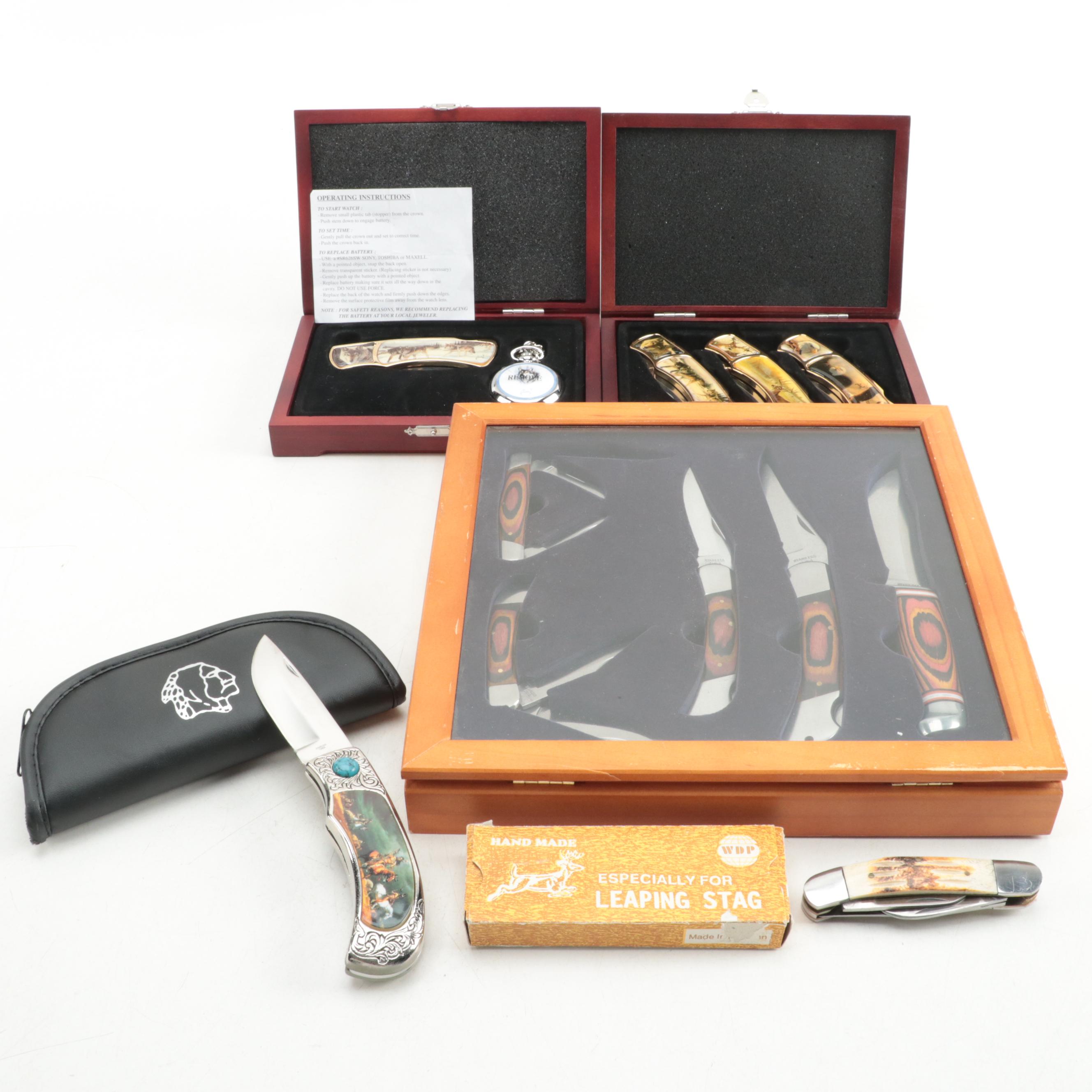 Al Agnew Pocket Knives and Pocket Watch with Other Folding Knives