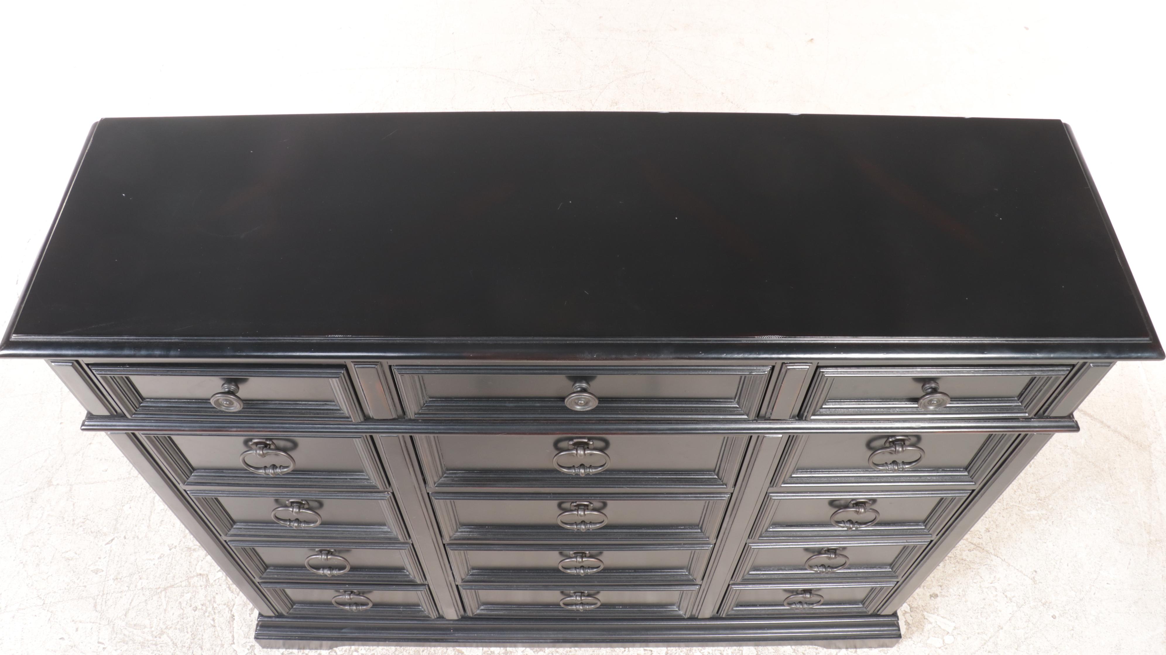 Havertys "Arrington" Ebonized Fifteen-Drawer Chest