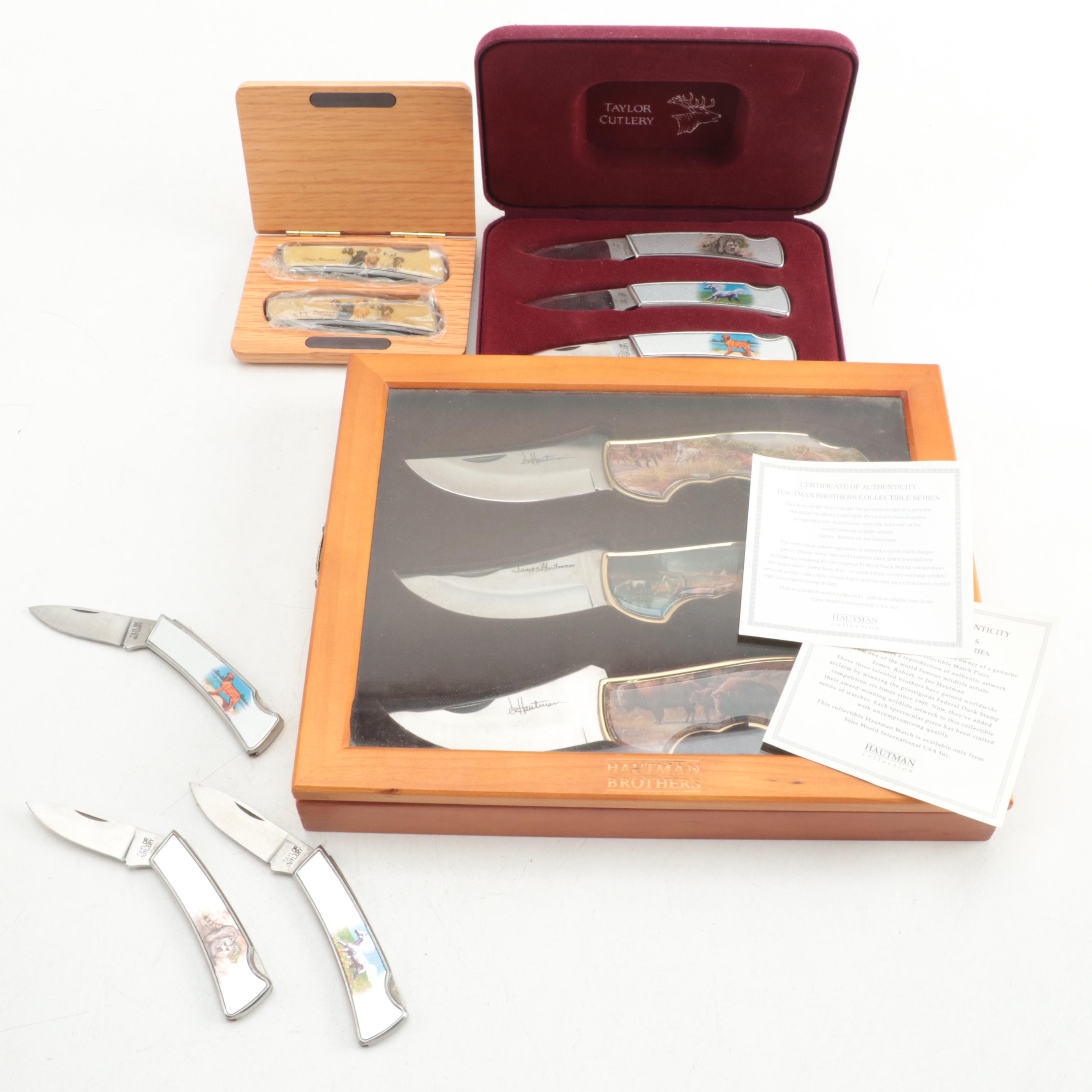 Hautman Brothers Collectible Series Knife Set with More Sets and Pocketknives