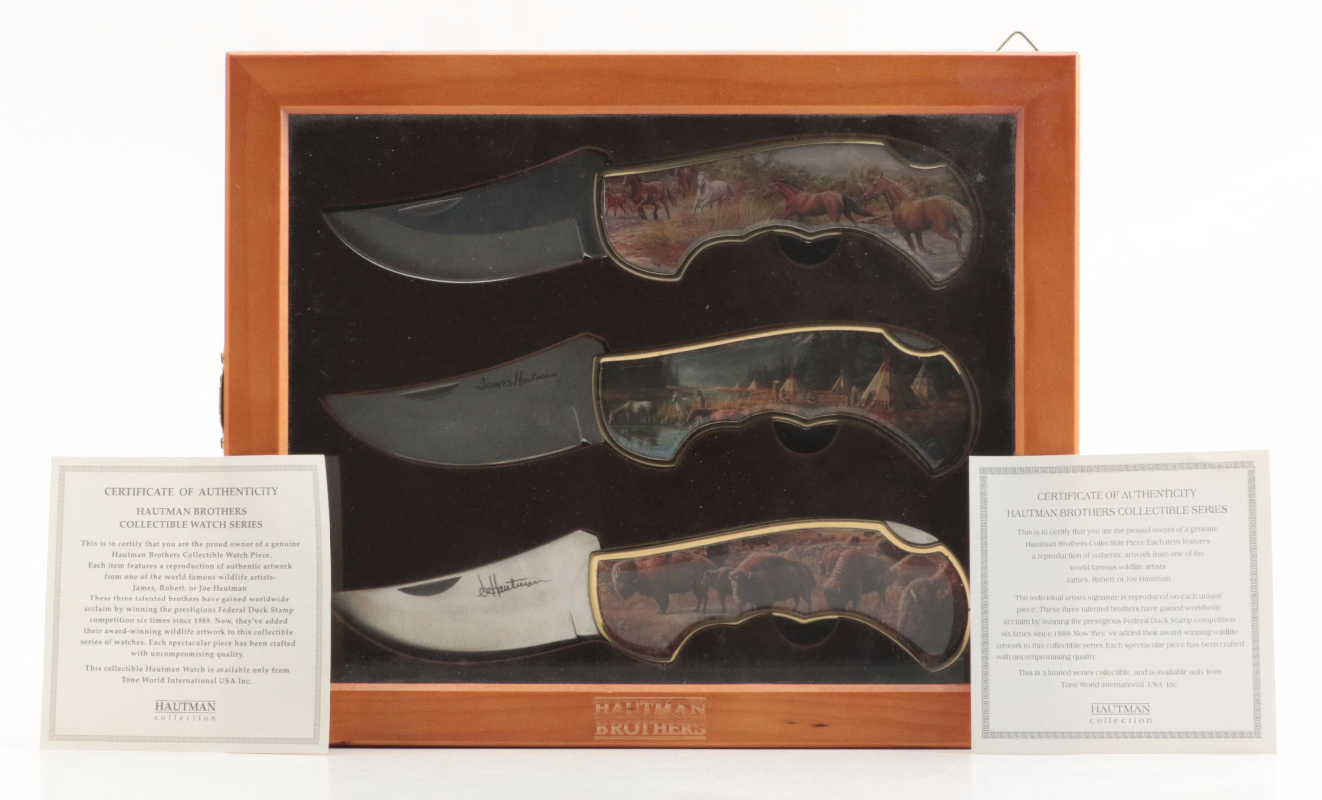 Hautman Brothers Collectible Series Knife Set with More Sets and Pocketknives