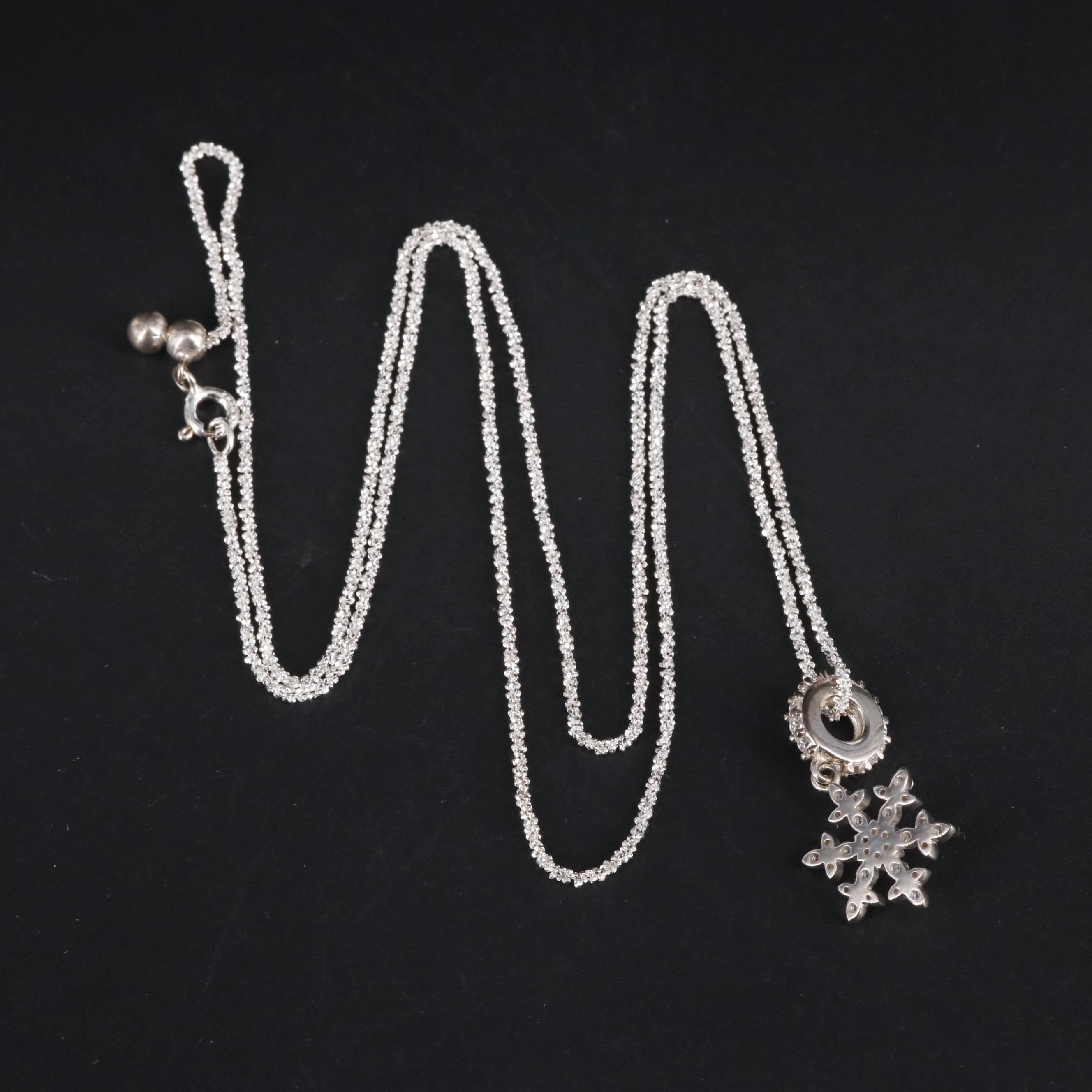 Sterling Chamilia Sparkle Chain Snowflake Pendant Necklace