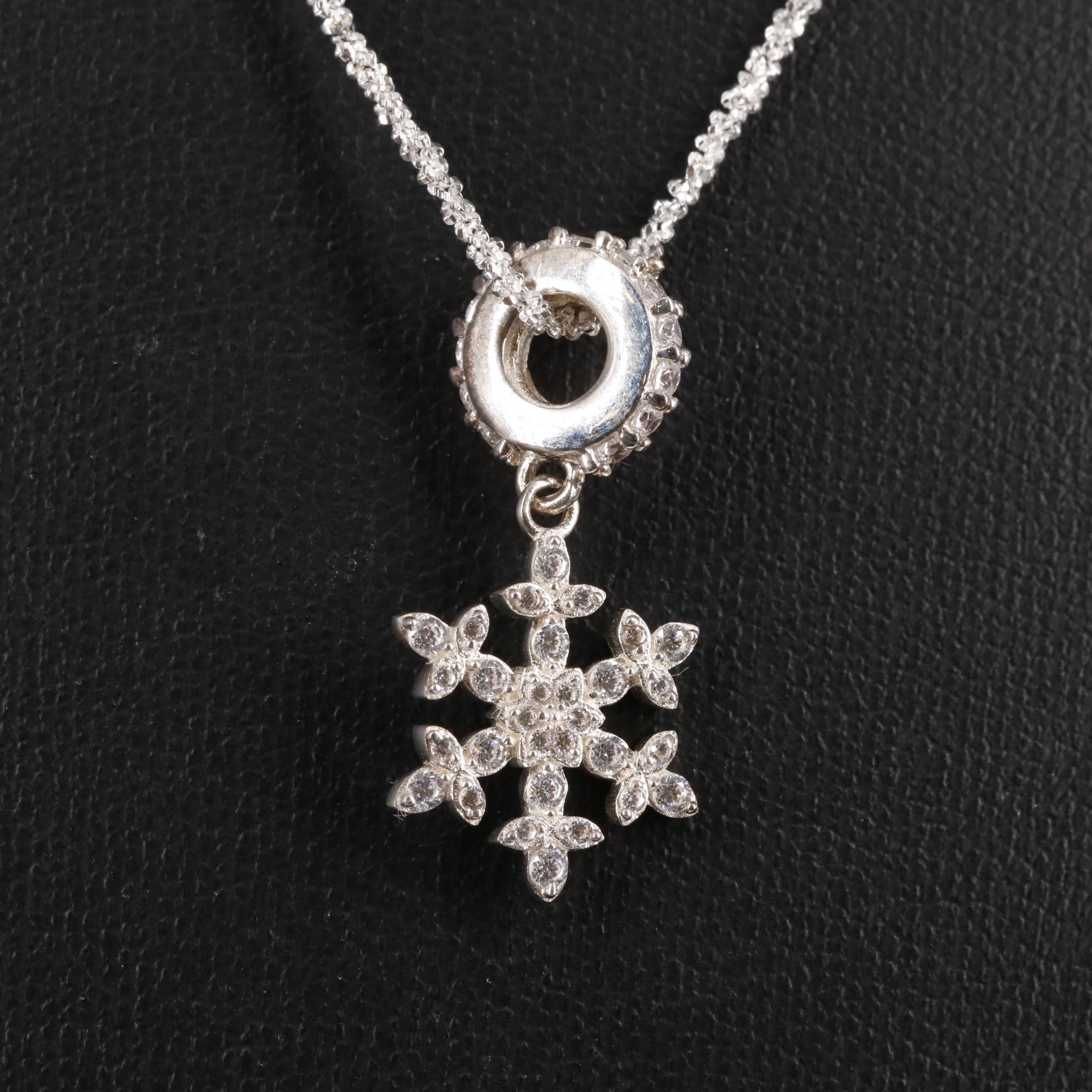 Sterling Chamilia Sparkle Chain Snowflake Pendant Necklace