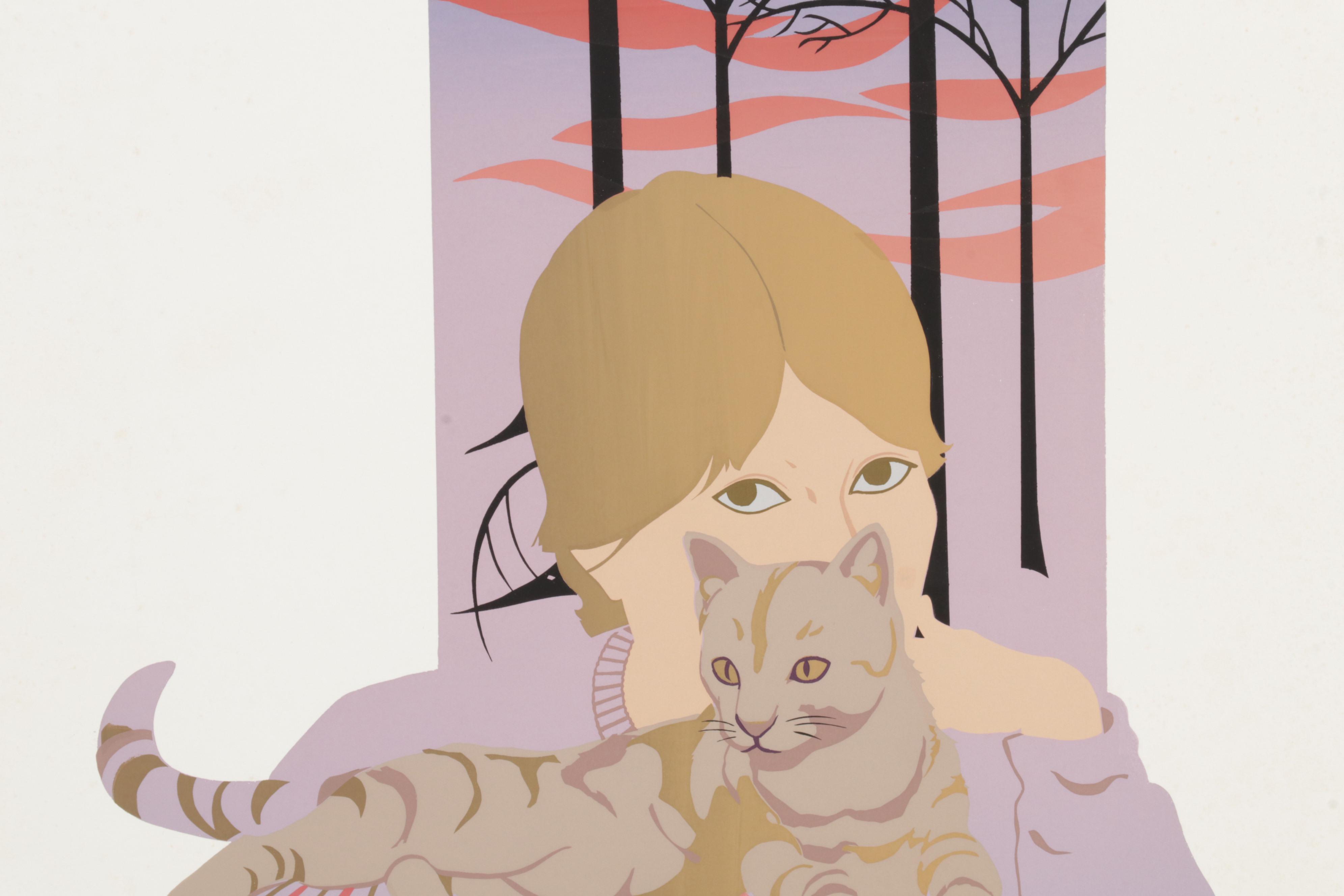 Lyn Seward Folk Art Serigraph "Mysteries," 1984